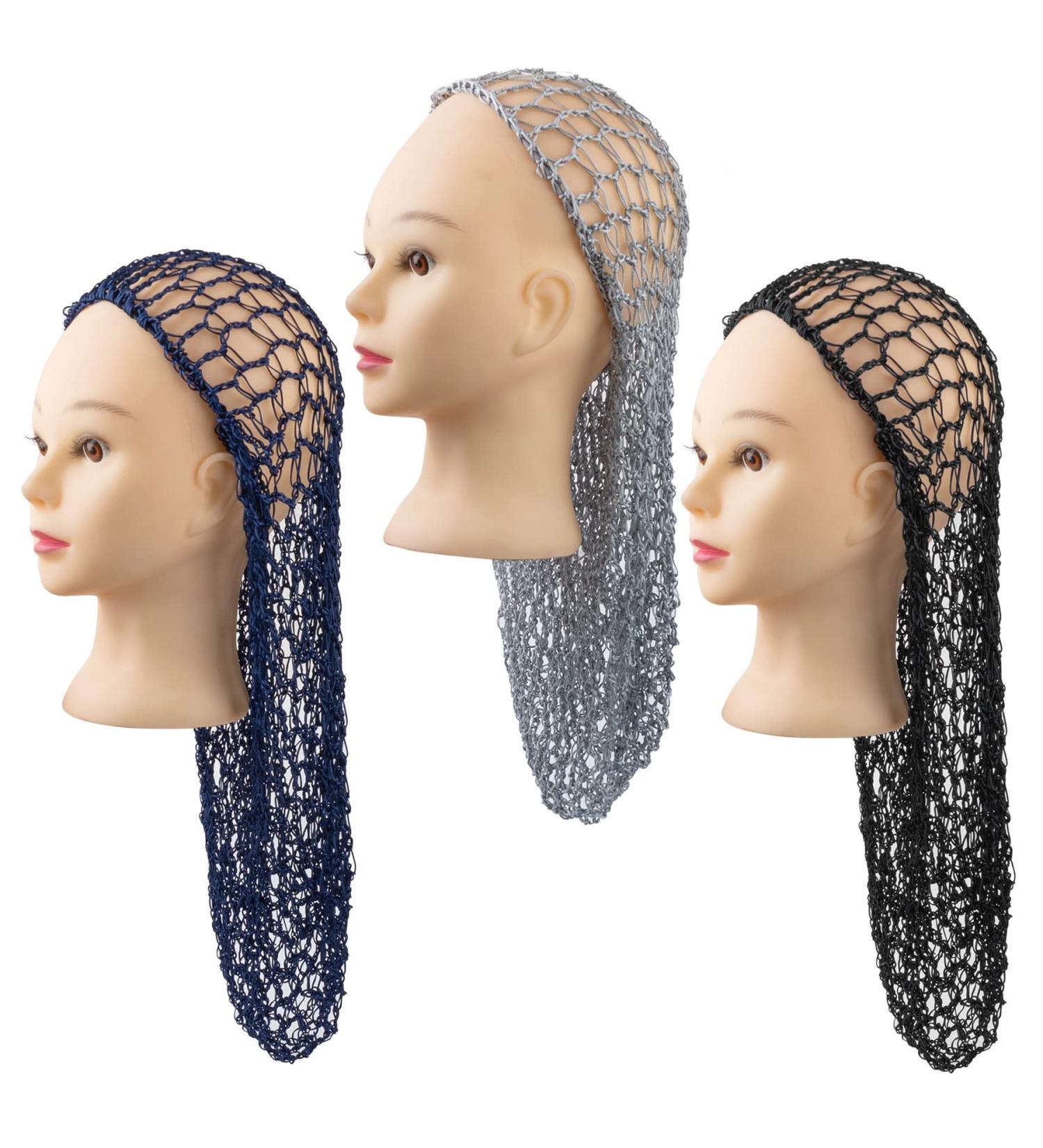 Framendino 3-Piece Long Mesh Crochet Hair Net Set for Women - Soft Sleeping Cap & Hair Accessories - Buy Online on SooperMarket.com