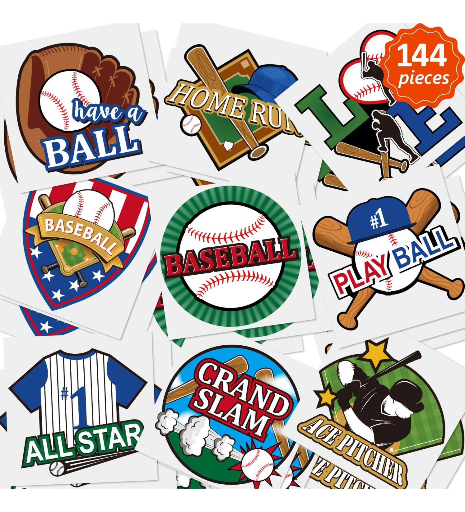 144 Pcs Baseball Sport Themed Waterproof Stickers - Birthday Party Decoration Supplies - Buy Online on SooperMarket.com