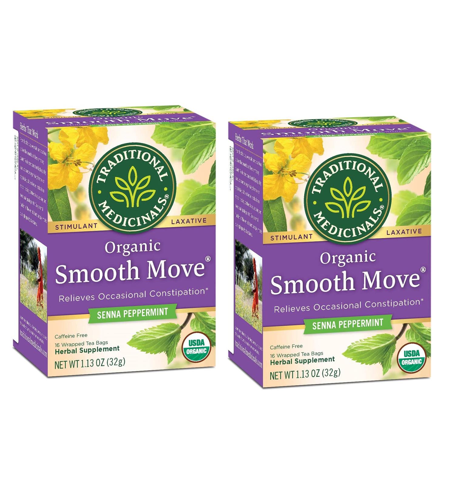 Organic Smooth Move Peppermint Laxative Tea - Caffeine Free, 16 Wrapped Bags - Buy Online on SooperMarket.com