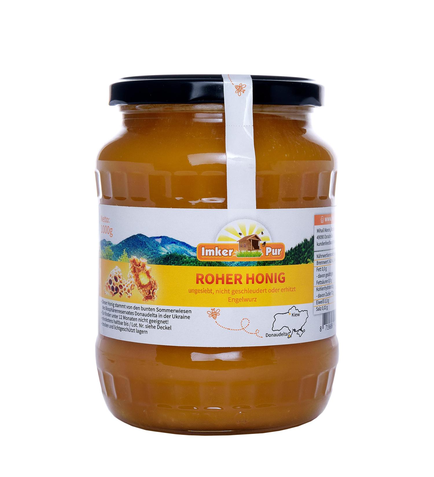 Pure Raw Honey with Pollen & Beeswax - 1kg Unheated & Natural | Premium Angel Root Honey - Buy Online on SooperMarket.com