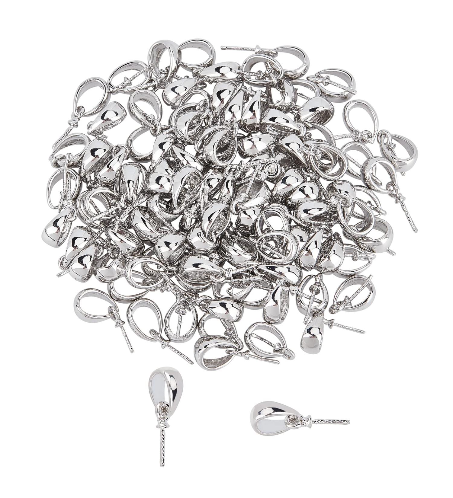 PandaHall 100pcs Platinum Brass Pearl Bail Peg Pendants Charm Connector for Jewelry Making - Buy Online on SooperMarket.com