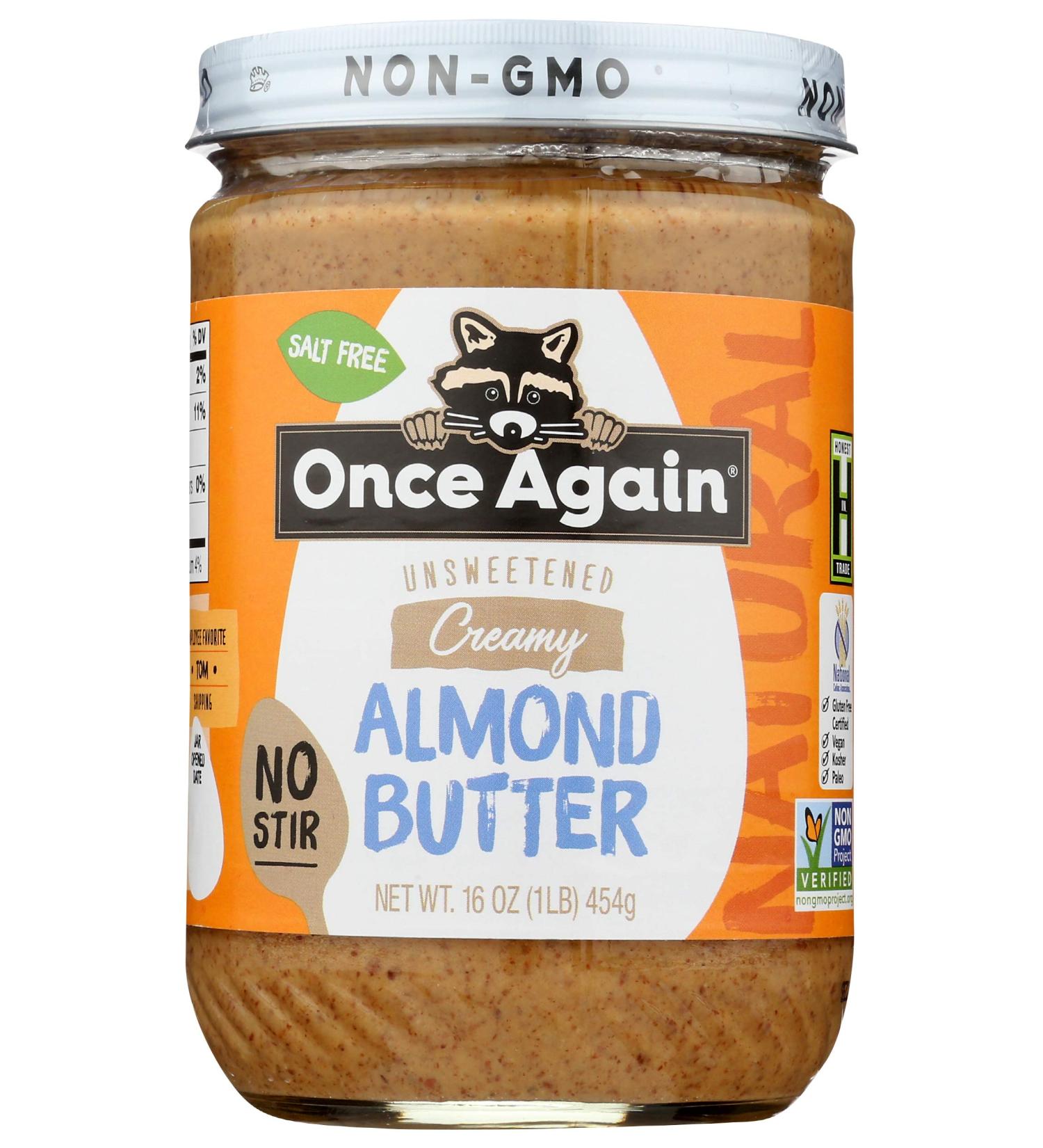 Once Again Almond Butter No Stir - Creamy, 16 oz | Healthy Natural Nut Spread - Buy Online on SooperMarket.com