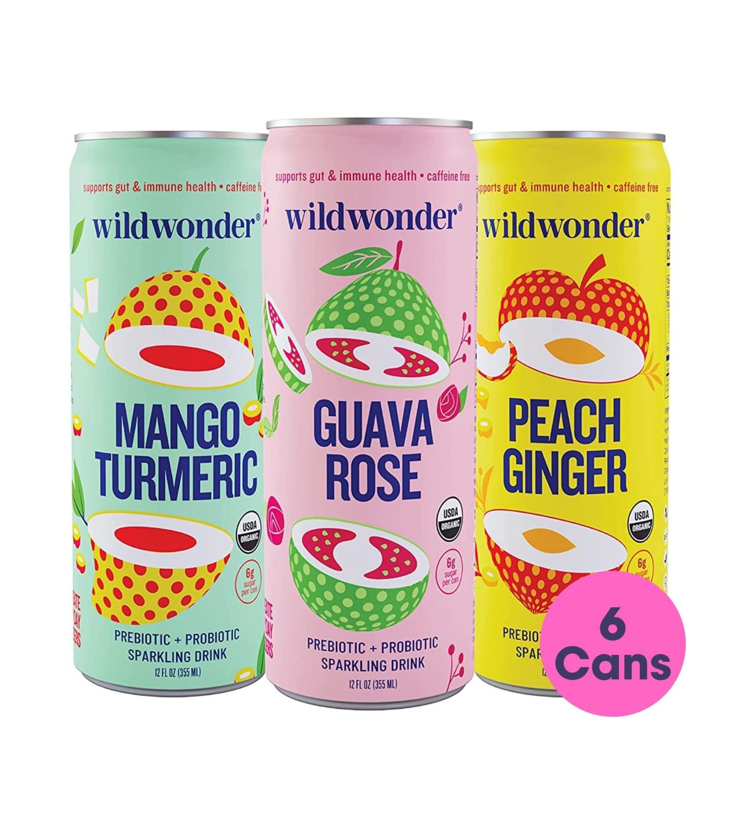 Wildwonder Sparkling Probiotic Juice 6pk Variety Pack - Gut Health & Immunity Support with Live Probiotics, Fiber, Organic & Low Sugar - Vegan & Caffeine Free - Buy Online on SooperMarket.com