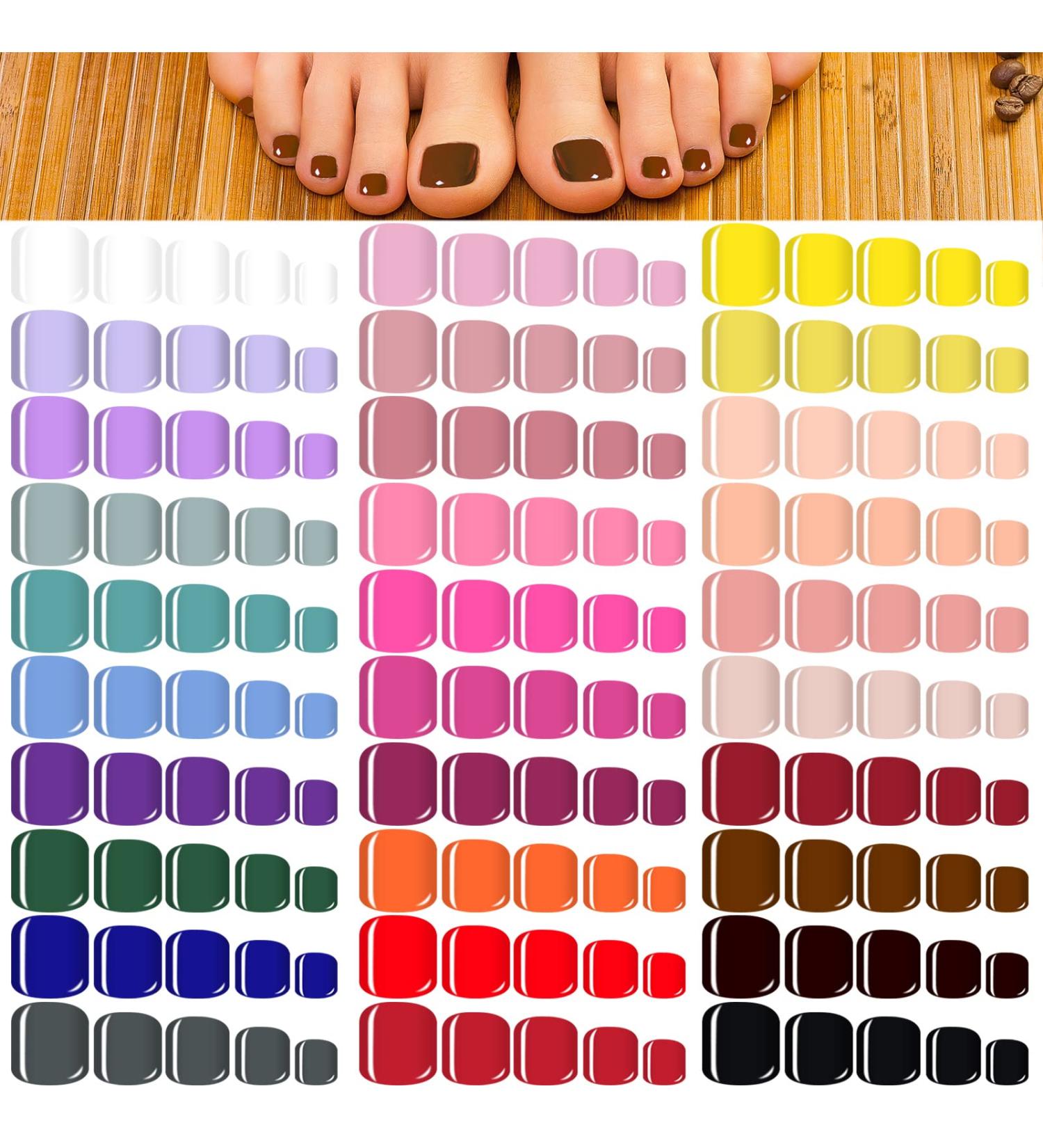 720 Short Square Bright Color False Toe Nails - 30 Sets | Matte Full Cover Press On Toenails for Women and Girls - Buy Online on SooperMarket.com
