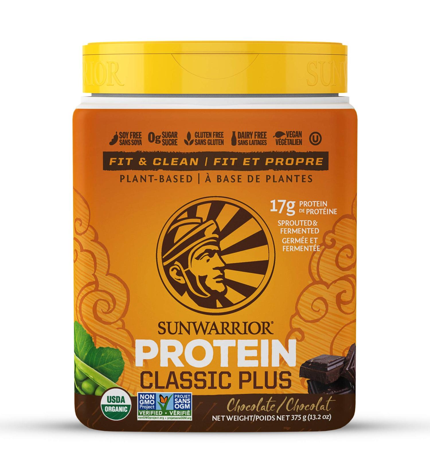 Sunwarrior - Classic Plus Raw Organic Plant Based Protein Chocolate 375 g - Buy Online on SooperMarket.com