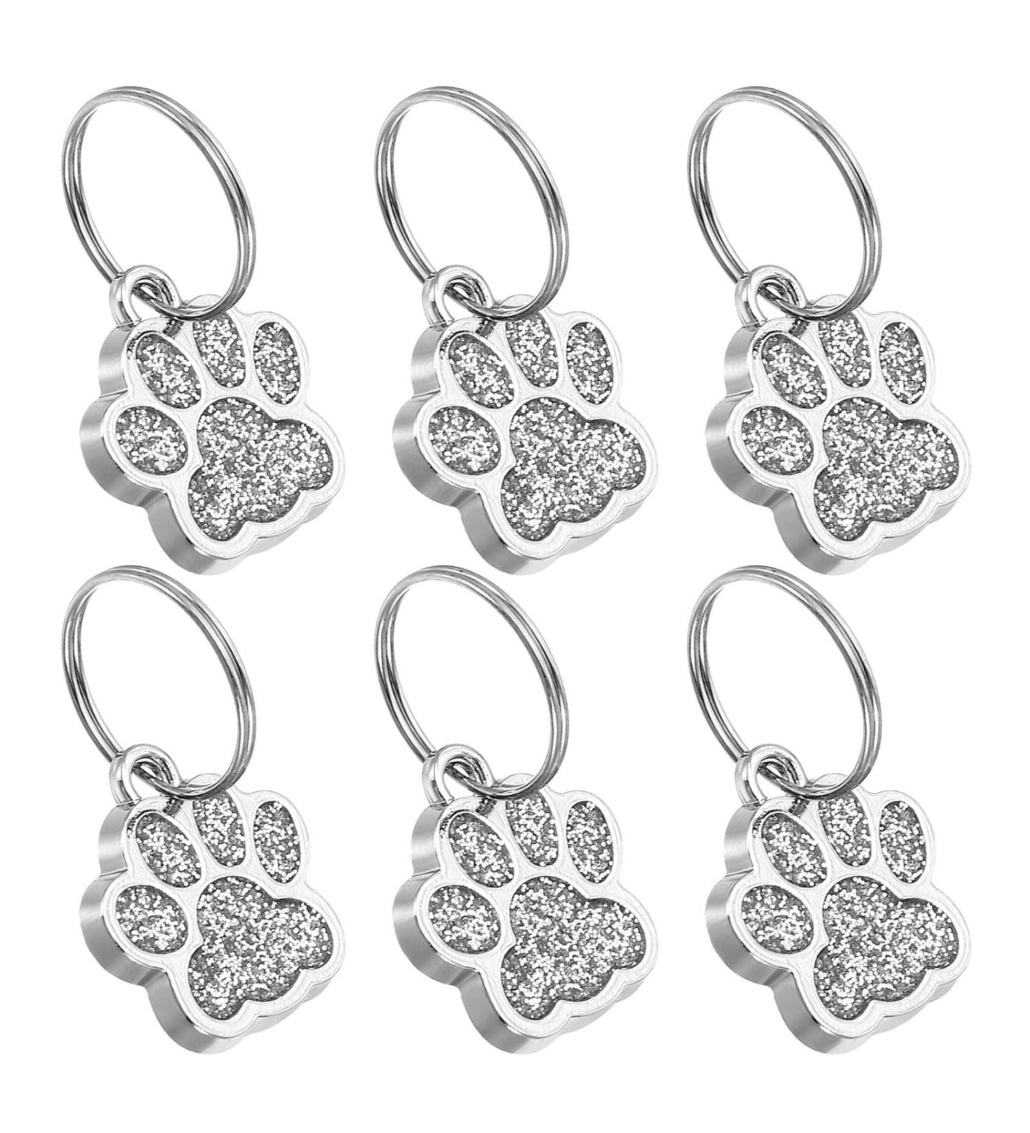 PATIKIL Animal Dog Cat Paw Print Pendants 6 Pcs Crystal Footprint Dog Cat Paw Prints Pendants for DIY Necklace Bracelet Enamel Jewelry Making Silver Tone - Buy Online on SooperMarket.com
