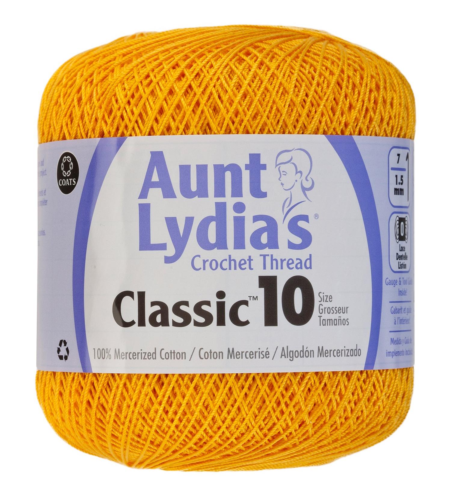 Aunt Lydia's Bulk Buy Crochet Cotton Classic Crochet Thread Size 10 (3-Pack) Goldenrod 154-421
