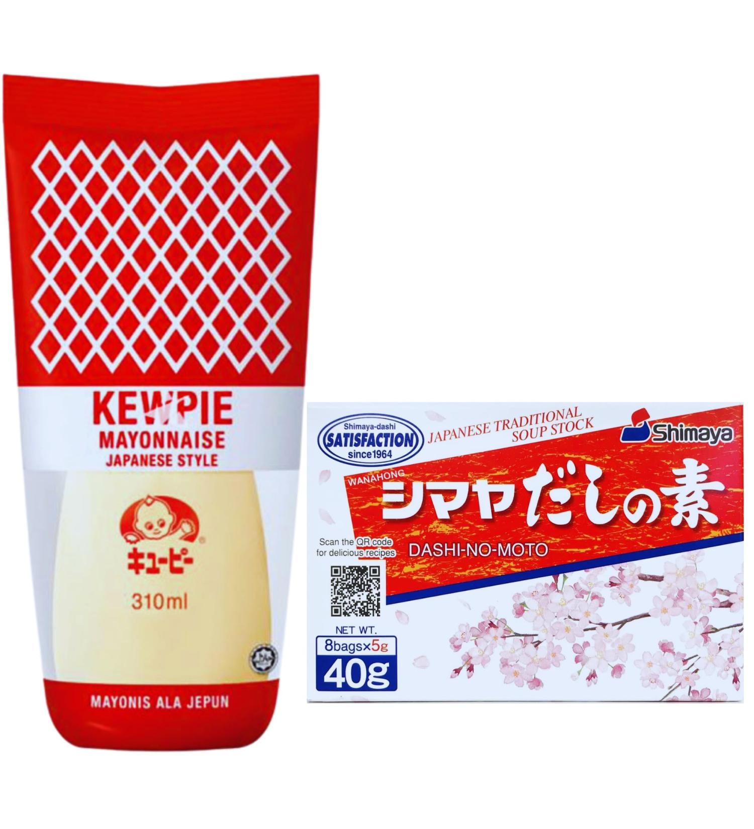 Japanese Shimaya Bonito Dashi Stock Powder & Kewpie Mayonnaise Bundle - Authentic Ingredients for Delicious Japanese Cuisine - Buy Online on SooperMarket.com