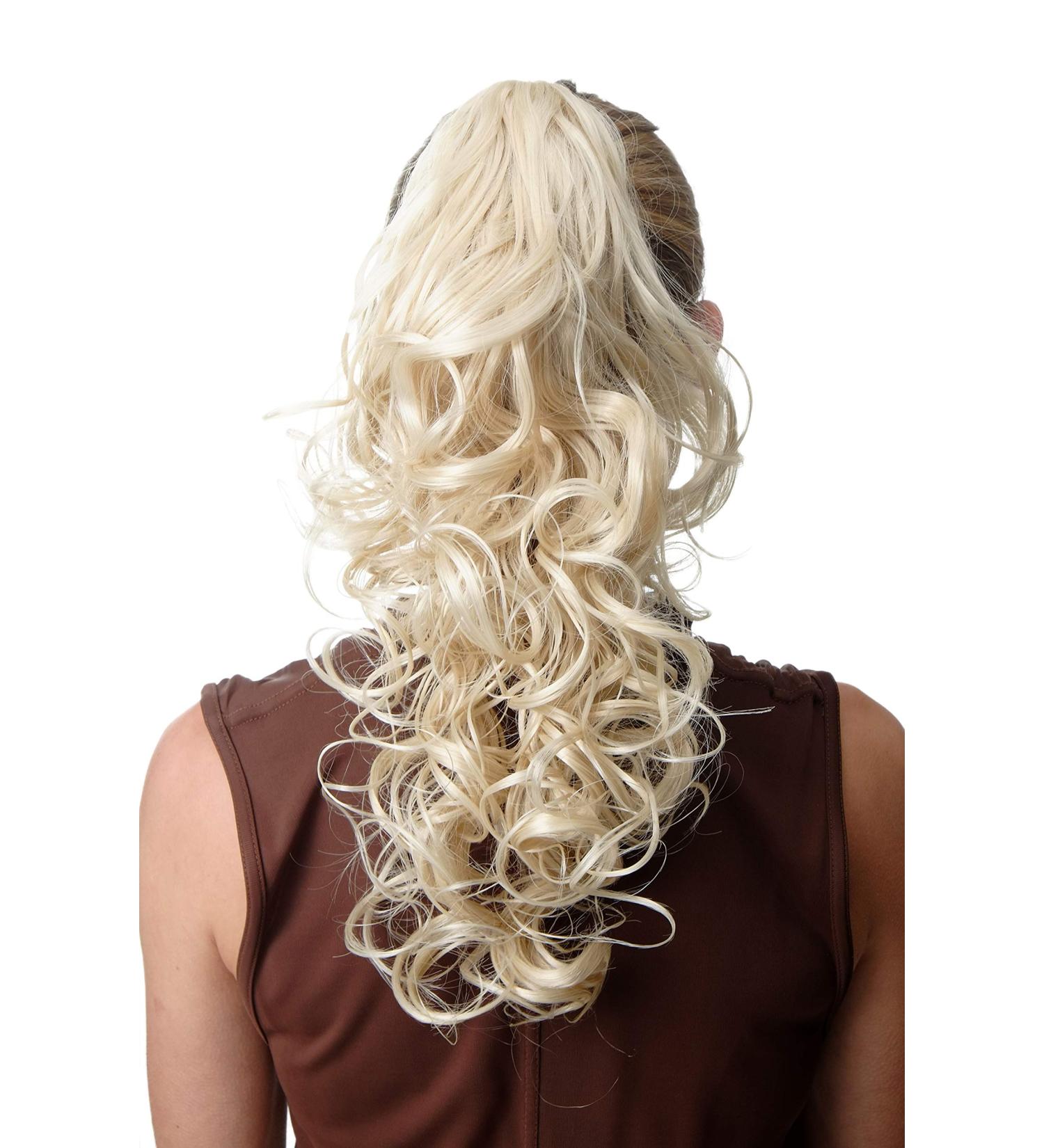 WIG ME UP C-128-88E hairpiece braid ponytail long voluminous curly curly light blonde light blonde 45 cm