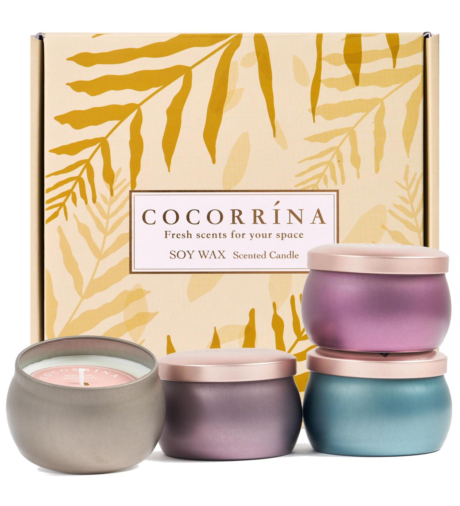 Cocorr na Fragrance Candles Gift Set - 4 Natural Soy Wax Aromatherapy Candles (Garden Rain Citrus Iron Herb Moroccan Amber Moss Pine) - Perfect Gifts for Men & Women - Buy Online on SooperMarket.com