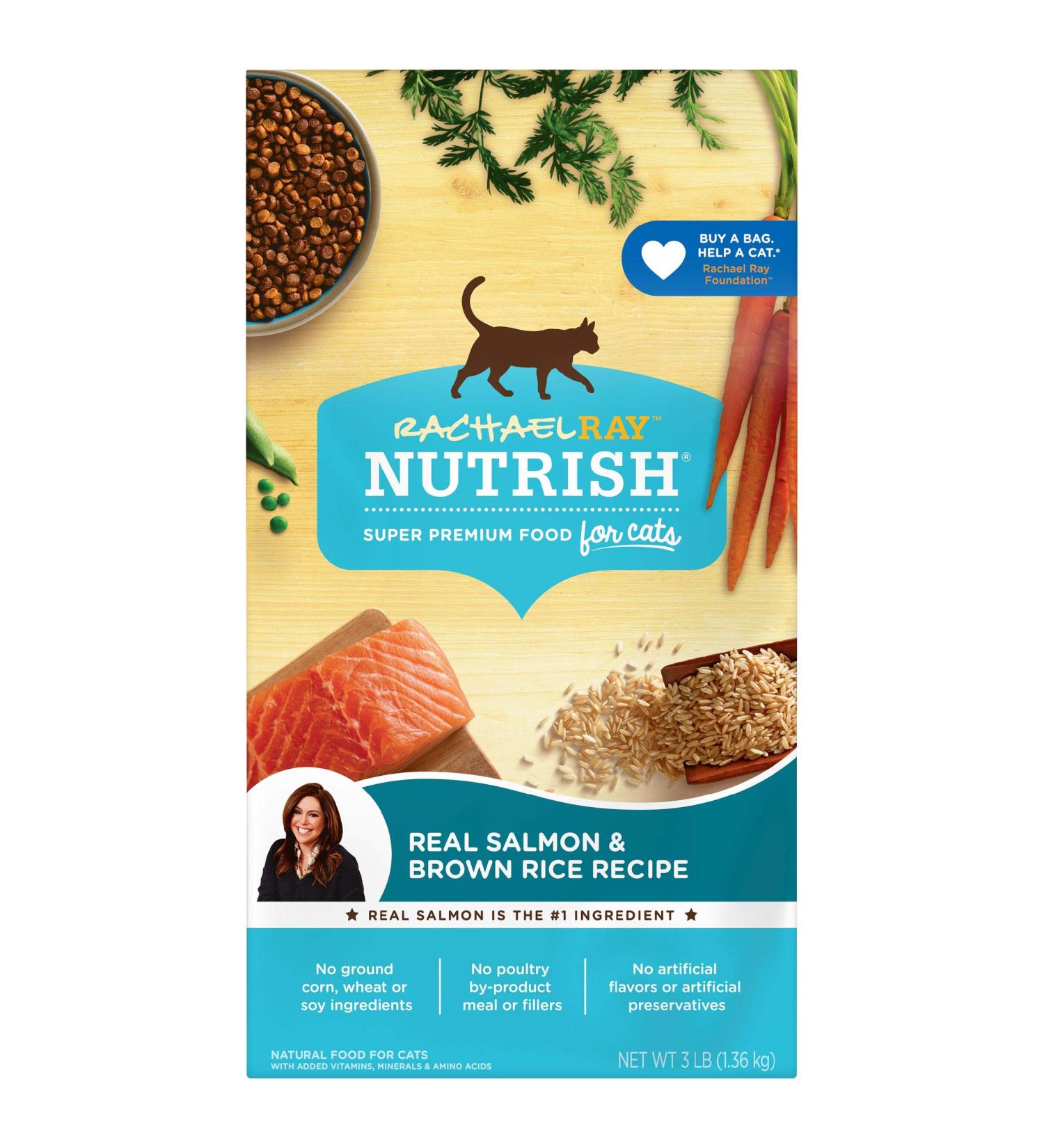 Rachael Ray Nutrish Salmon & Brown Rice Dry Cat Food 3lb - Premium Natural Formula - Buy Online on SooperMarket.com