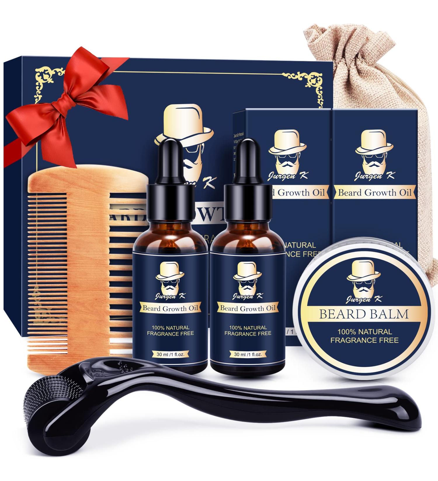 Beard Growth Kit - Derma Roller, Oil & Balm for Fuller Facial Hair | Perfect Gift for Men - Buy Online on SooperMarket.com