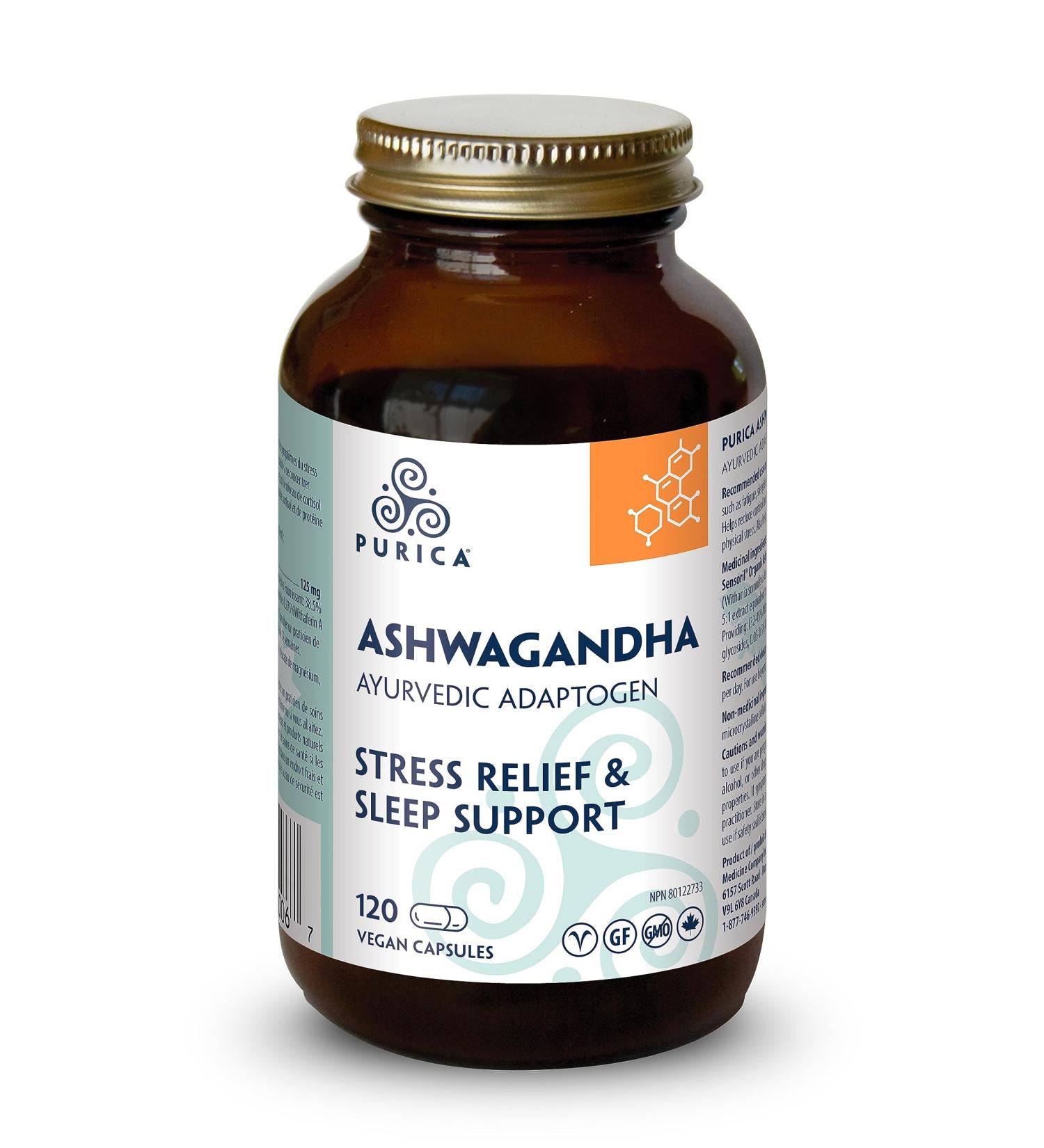 PURICA Ashwagandha with Sensoril - Natural and Organic Stress Relief Supplement Ideal for Men and Women 120 Vegan Capsules - Buy Online on SooperMarket.com
