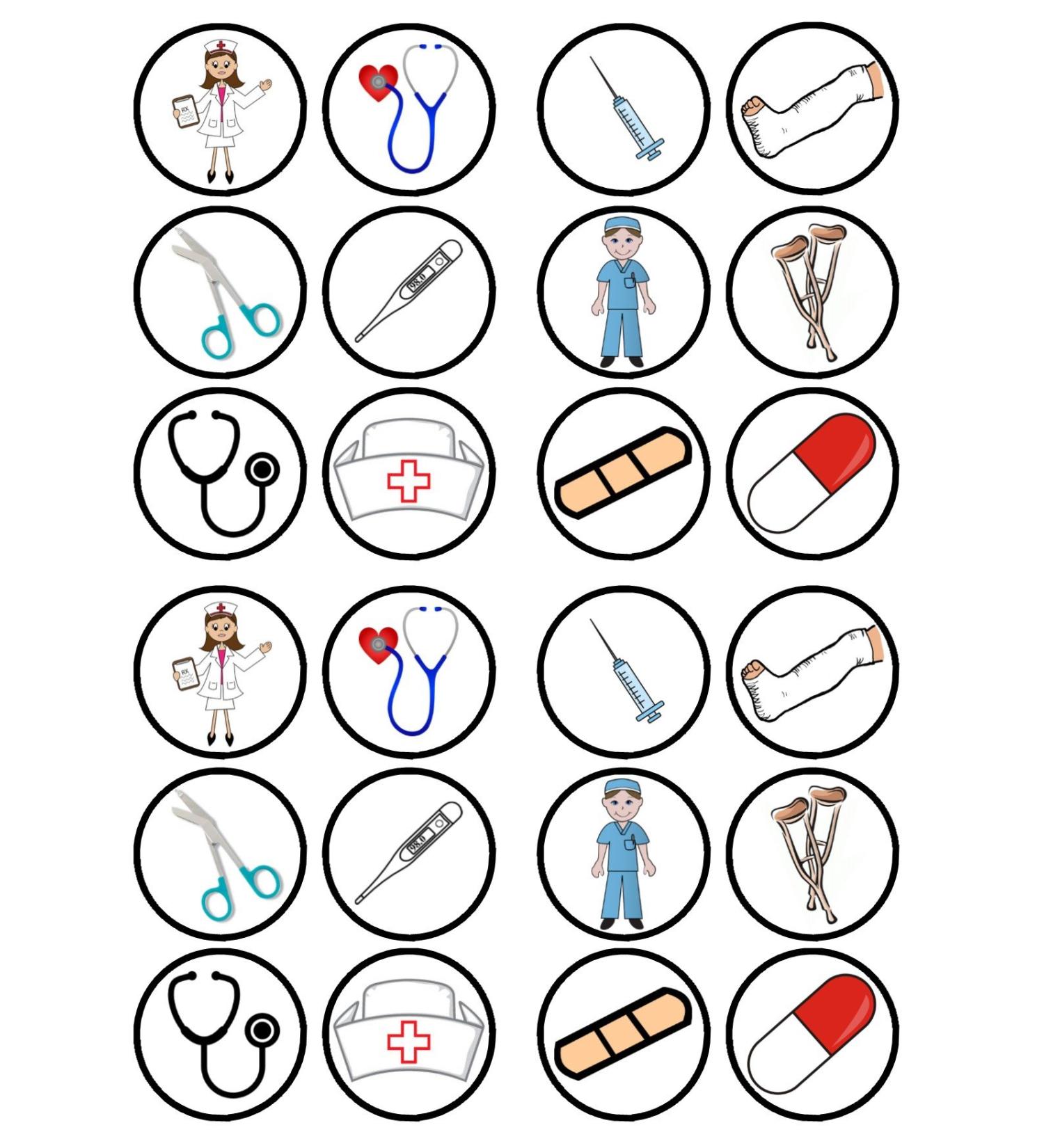 24 Nurses Doctors Hospital PRECUT Edible Cupcake Toppers - wafer card disc cake decorations STAND UP (PRECUT) - Buy Online on SooperMarket.com