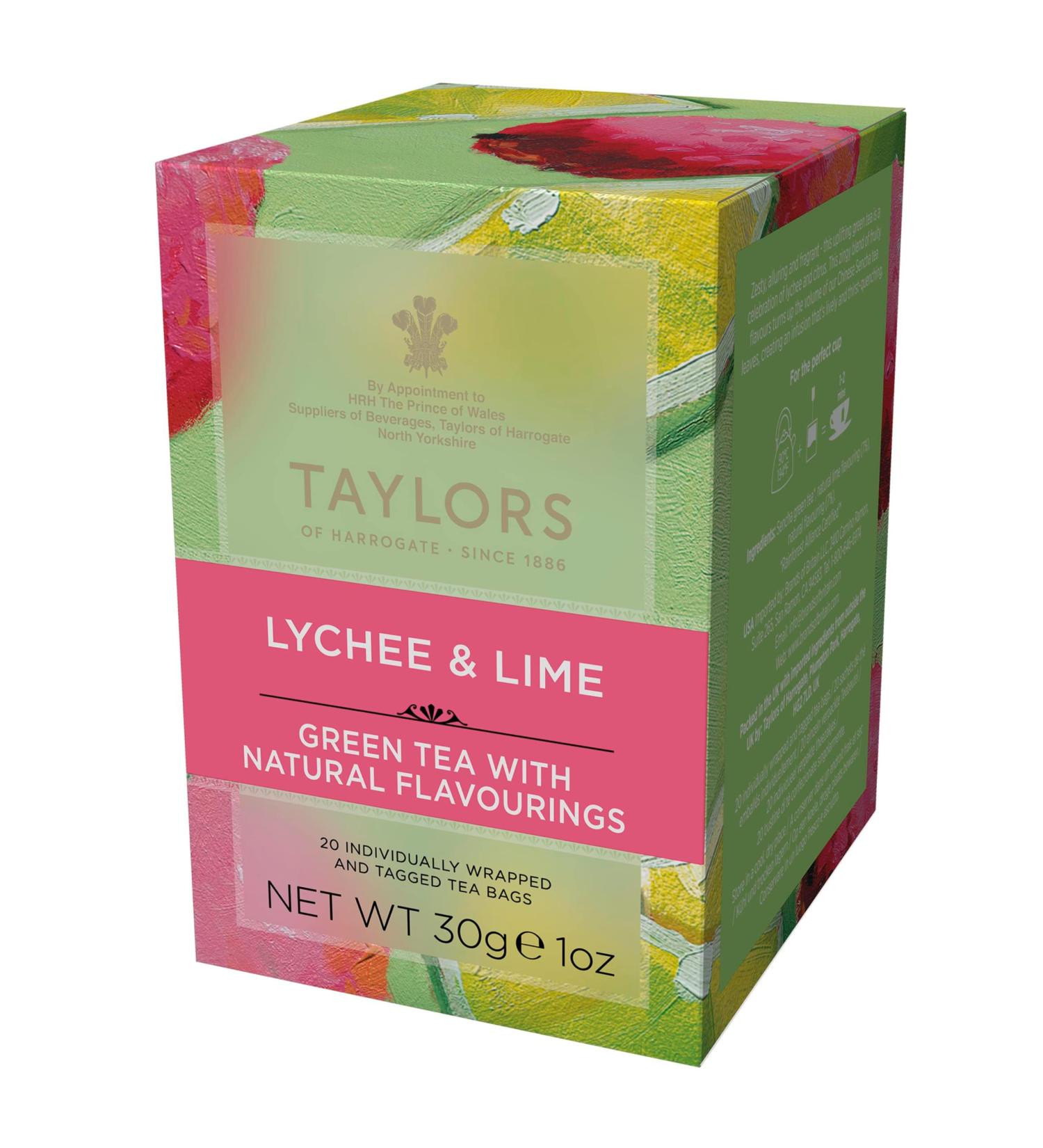 Taylors of Harrogate Lychee & Lime Green Tea - 20 Teabags, Refreshing Blend, Pack of 1 - Buy Online on SooperMarket.com