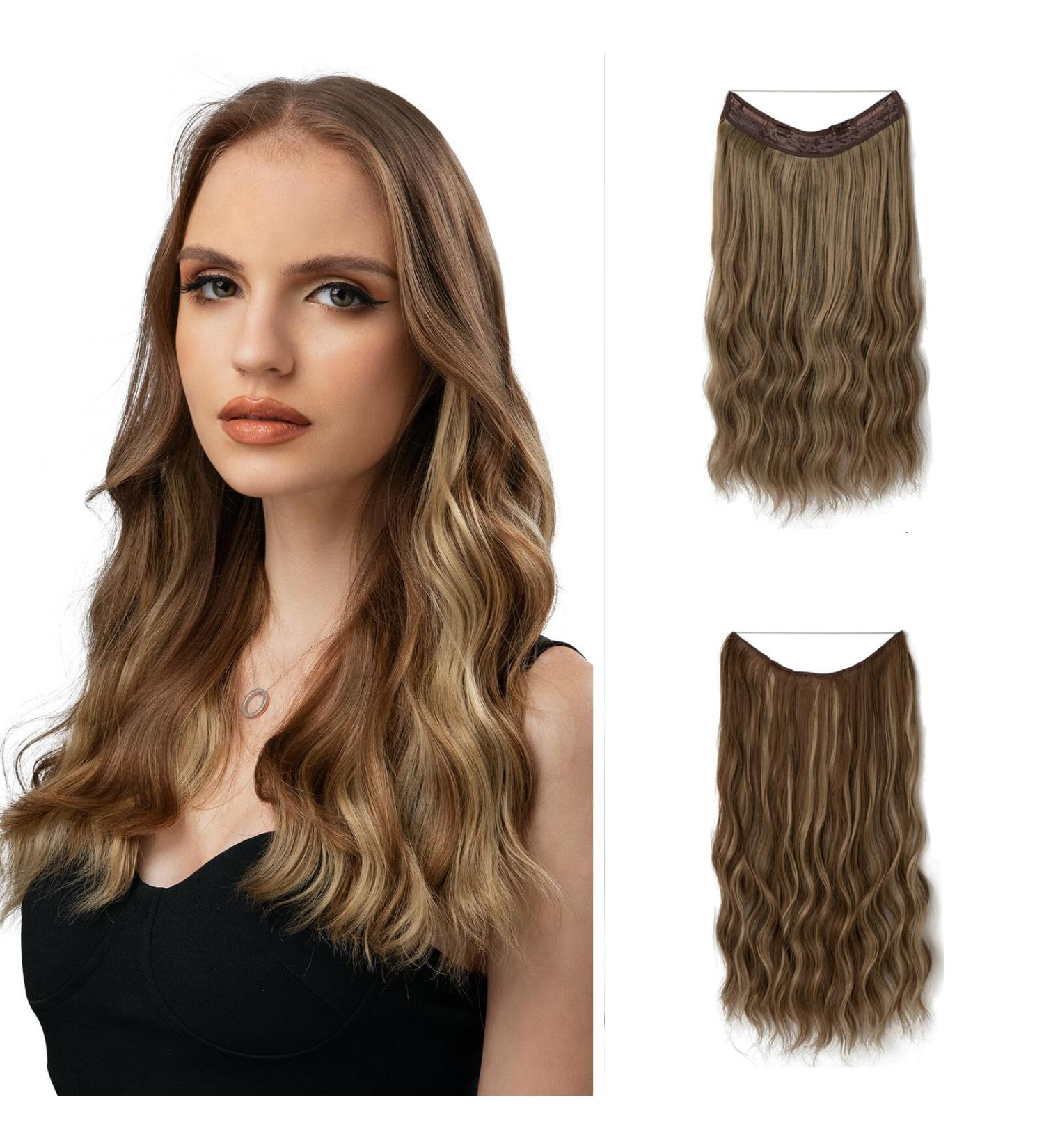 Clip in Hair Extensions Natural Real Light Brown Hair Extensions Long Wavy Hairpieces Seamless Human Hair for Women Daily Wear Party Cosplay 20inch - Buy Online on SooperMarket.com