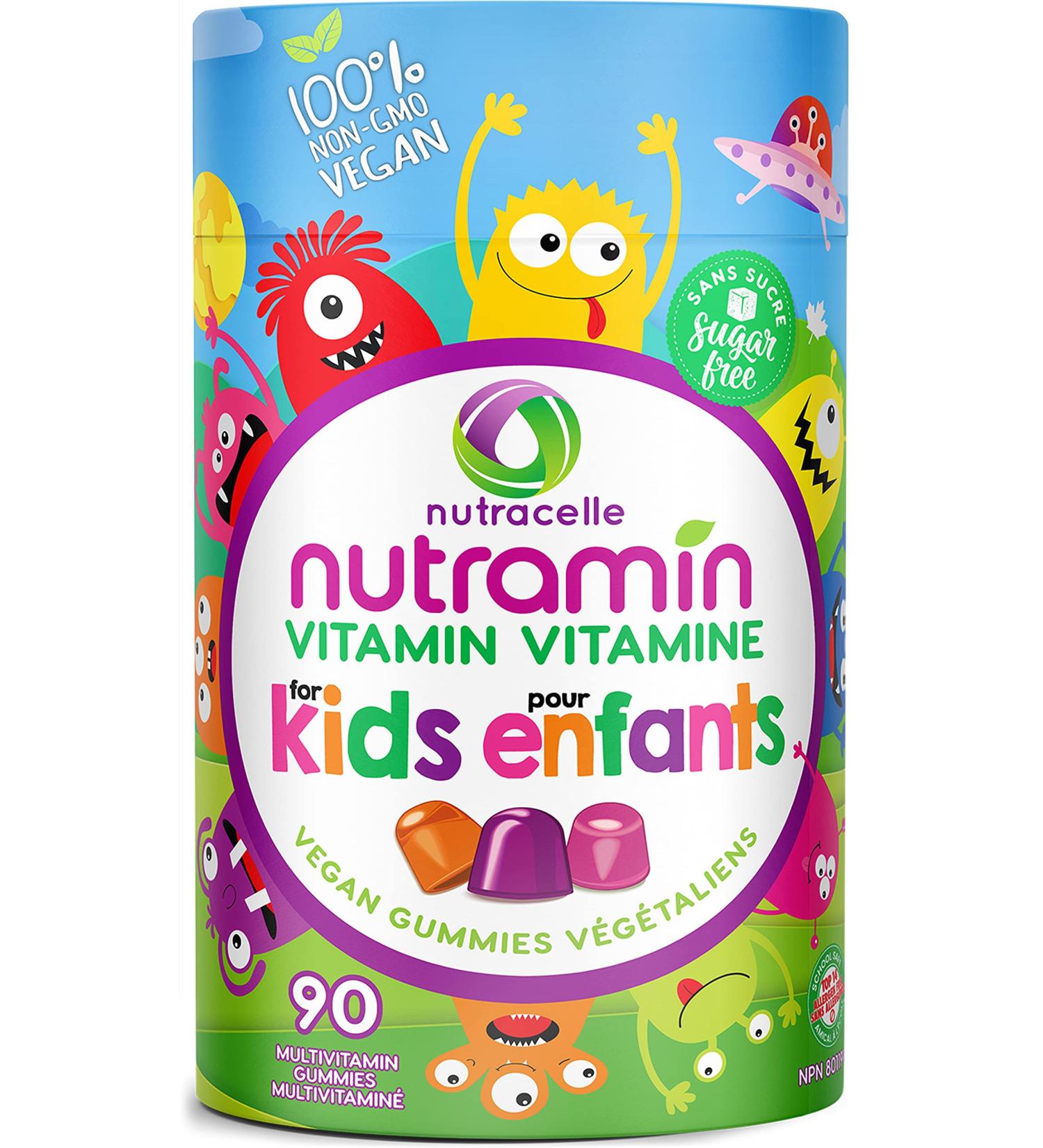 NUTRACELLE NUTRAMIN Children's Daily Vegan Multivitamin Gummies Vitamin C D2 & Zinc for Immunity Plant-Based Sugar-Free Nut-Free Gluten-Free with Biotin Vitamin A B B6 B12 +More 90 Ct (45 Day Supply) - Buy Online on SooperMarket.com