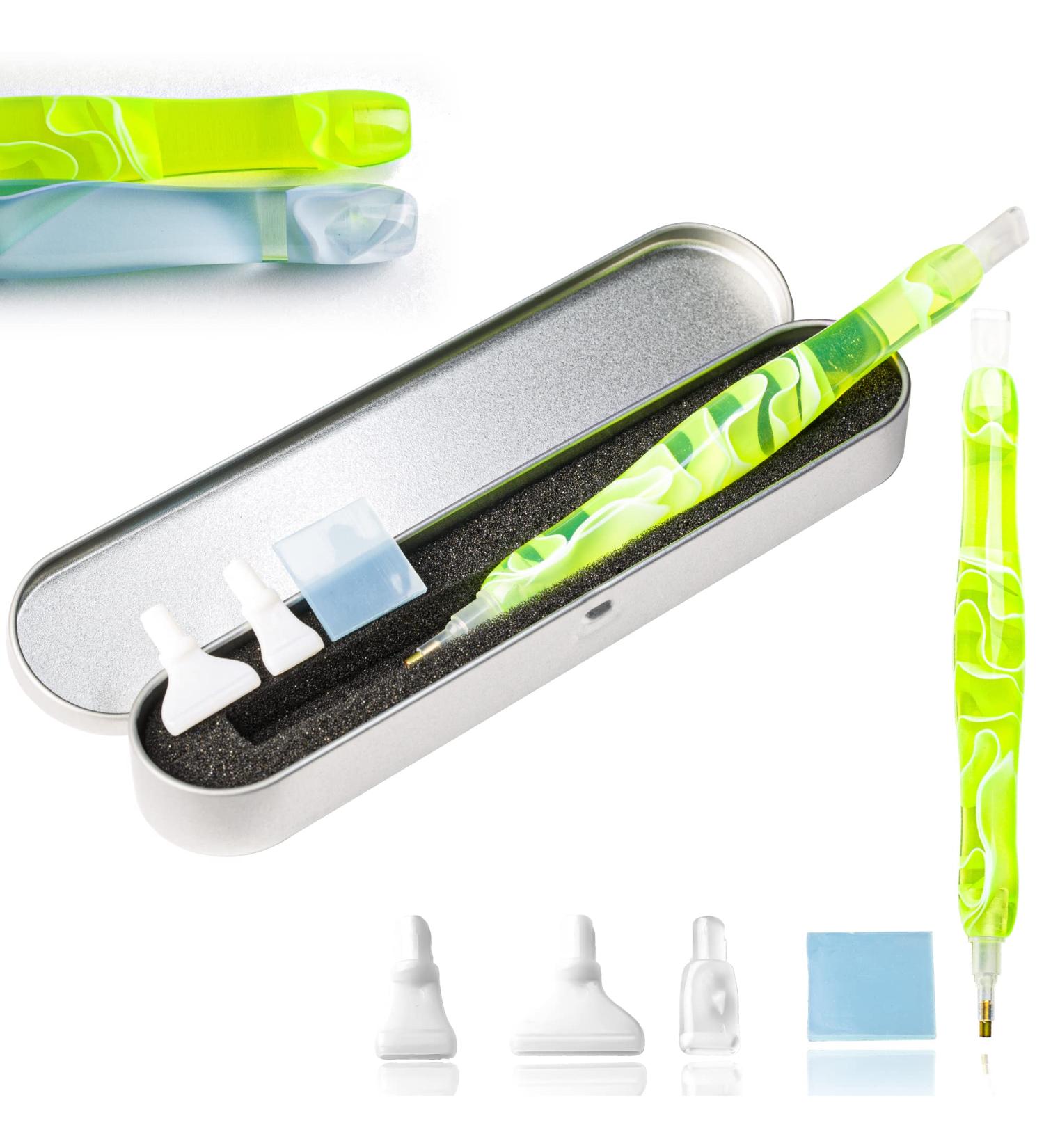 Diamond Painting Pens Set with Wax and Accessories - Yellow Drill Pen, Resin Pen, Rhinestone Picker, and Case - Buy Online on SooperMarket.com