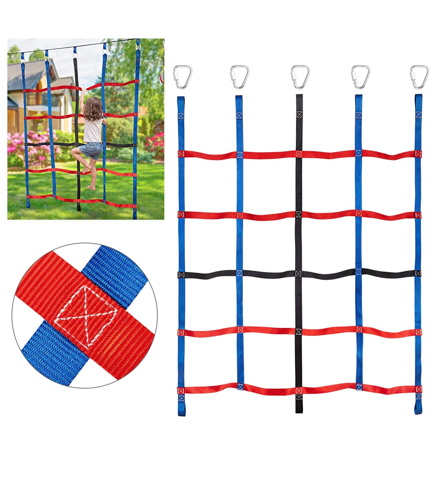 Mont Pleasant Kids Climbing Cargo Net | Ninja Swingset Rope Ladder for Jungle Gyms | Outdoor Obstacle Course Training Net 4.85ft x 6.1ft - Buy Online on SooperMarket.com