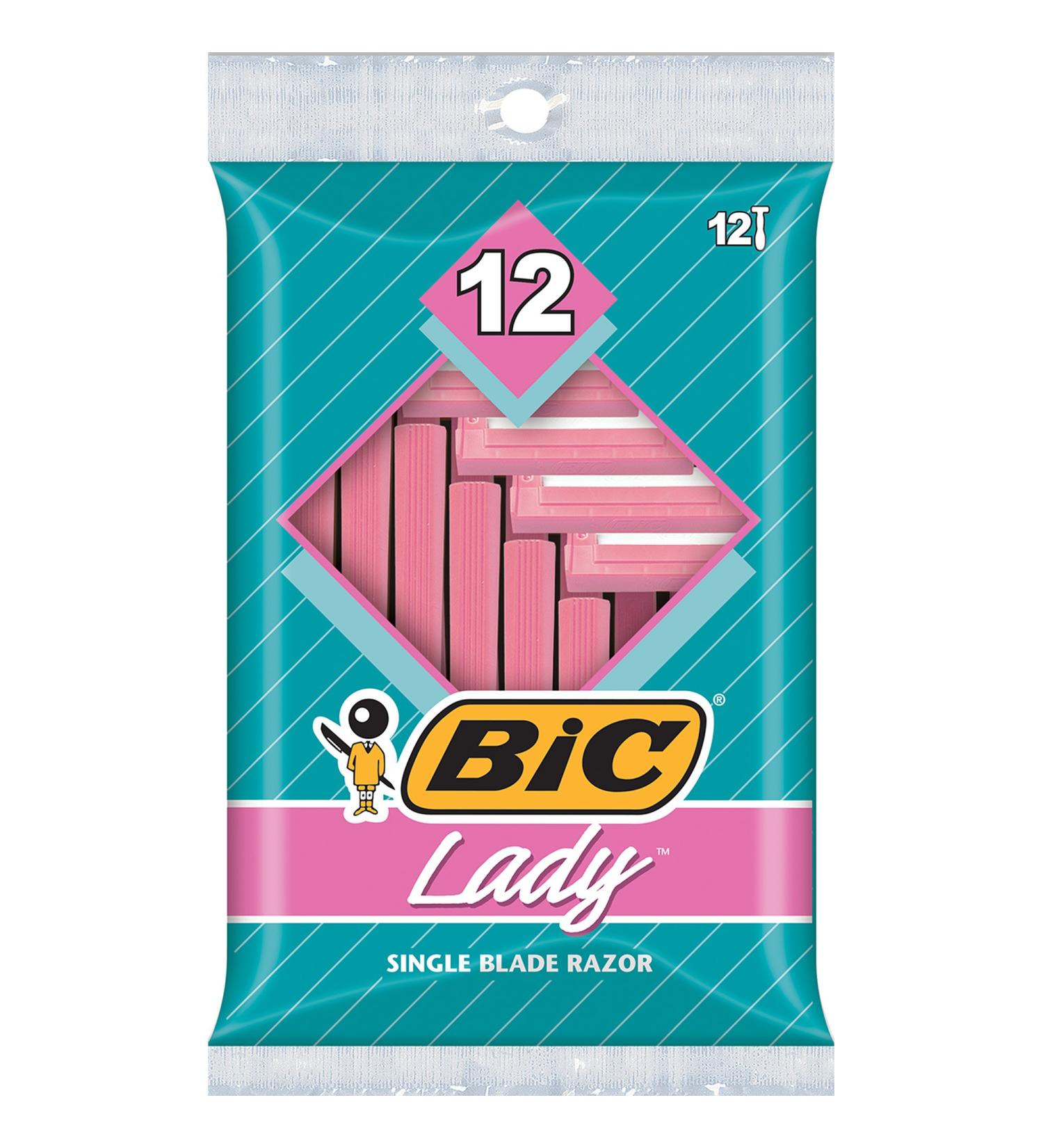 BIC Lady Shaver Women's Disposable Razor, 12 Count 12 Count (Pack of 1)