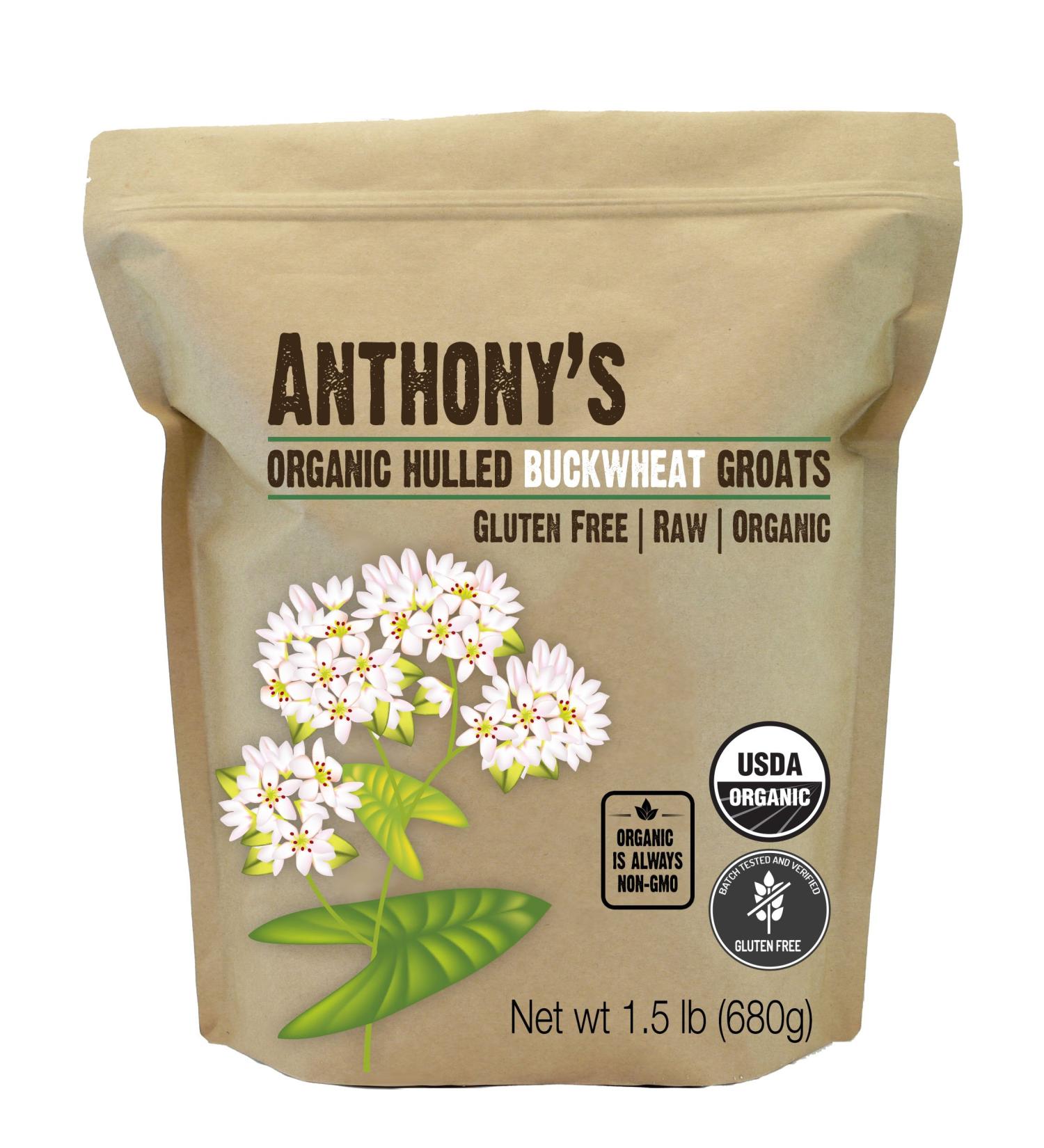 Anthony's Organic Hulled Buckwheat Groats 1.5 lb - Raw, USA Grown, Gluten Free - Buy Online on SooperMarket.com