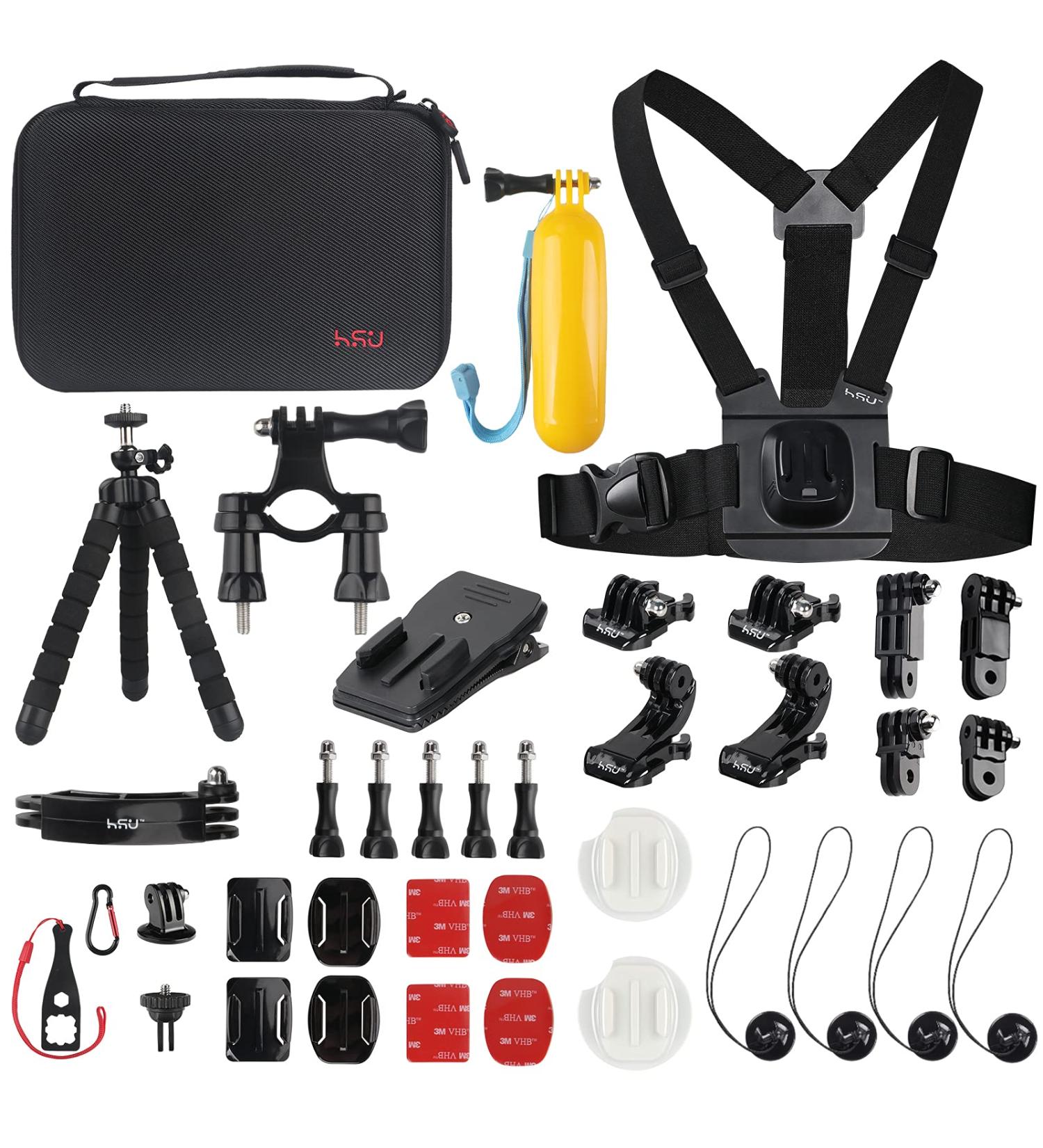HSU 40-in-1 Accessory Bundle Kit for GoPro, DJI OSMO, AKASO, Campark, SJCAM & more - Compatible with Hero 11 10 9 8 7 6 5 4 3, Gopro Max - Buy Online on SooperMarket.com