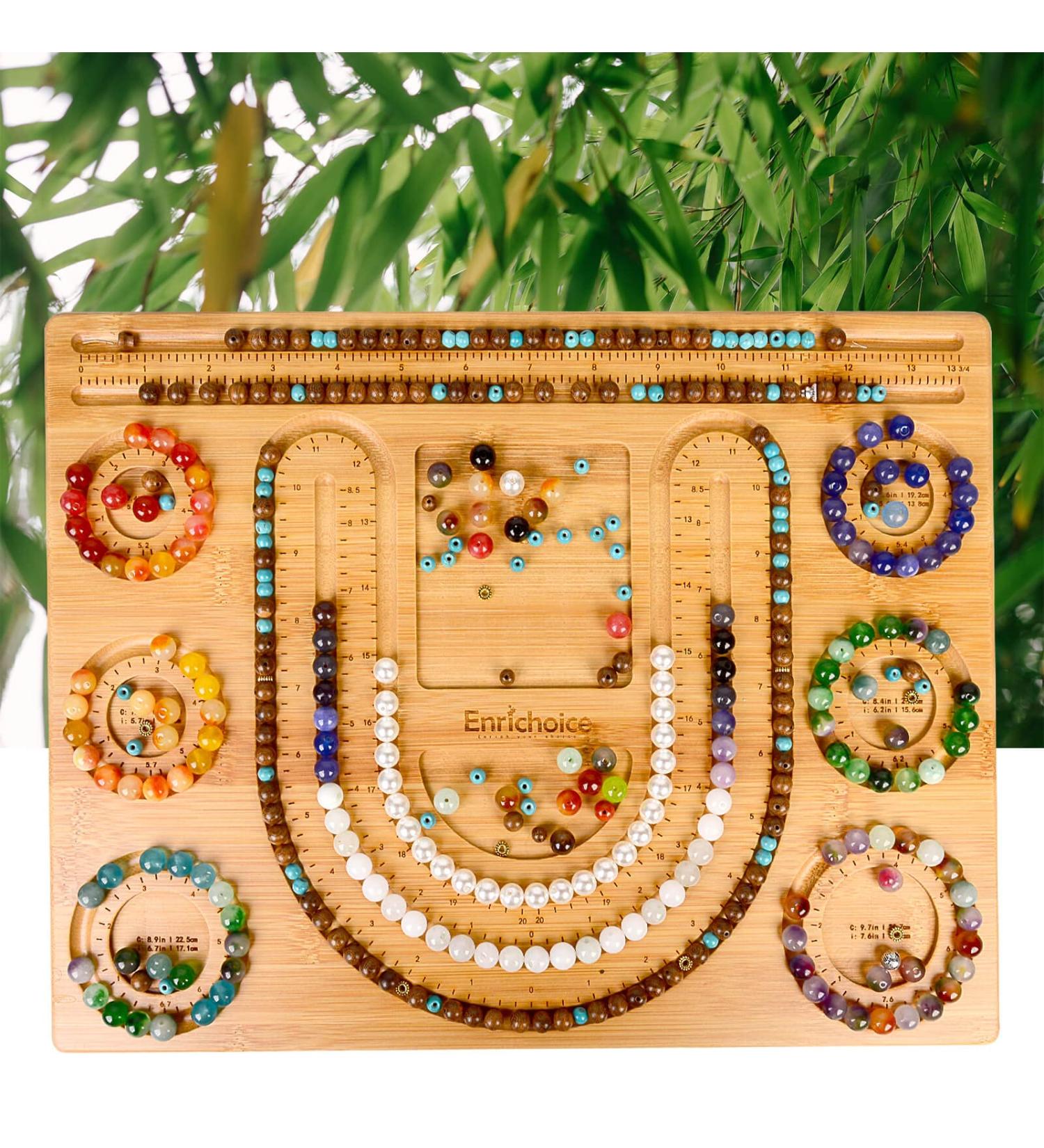Enrichoice Bamboo Beading Board for Jewelry Making - Beading Mats Tray for Bracelets & Necklaces Design - Buy Online on SooperMarket.com