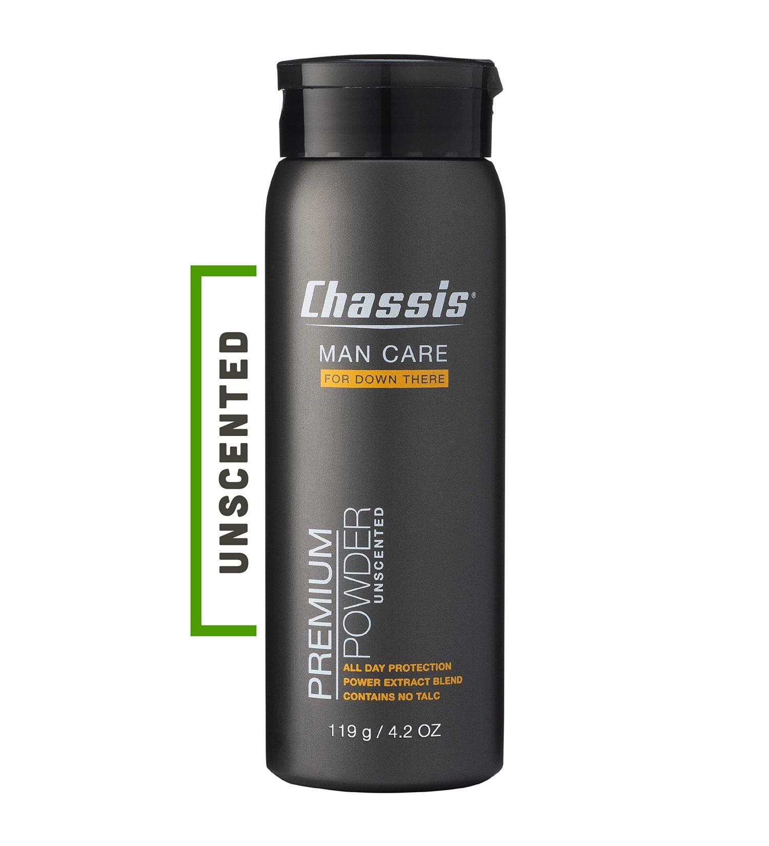 Chassis Unscented Men's Body Powder - Premium Natural Odor-Absorbing Formula | Non-Talc, Aluminum-Free, Paraben-Free | Anti-Chafing & Sweat-Reducing Powder - Buy Online on SooperMarket.com