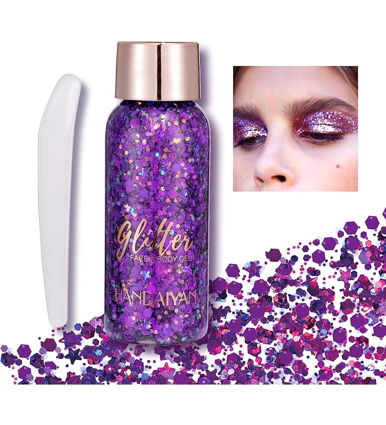 Body Glitter Gel Face Glitter Mermaid Chunky Glitter Hair Glitter Body Festival Glitter Eyeshadow Sequins Glitter for Face Body Eye Hair Nails Makeup Long Lasting Sparkling(Darkpurple) 108#DarkPurple - Buy Online on SooperMarket.com