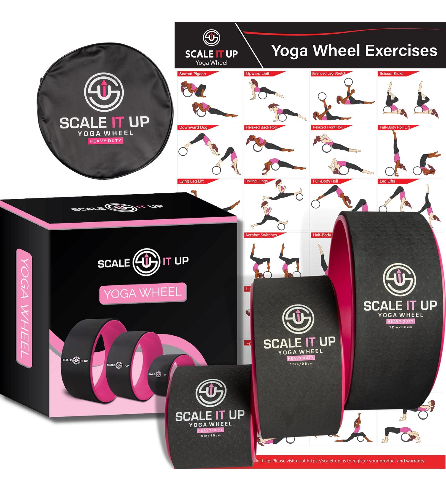 Scale It Up Yoga Wheel Set with Carrying Case - Back Pain Relief & Muscle Relaxation Roller Wheel for Balance, Flexibility, and Strength - Buy Online on SooperMarket.com