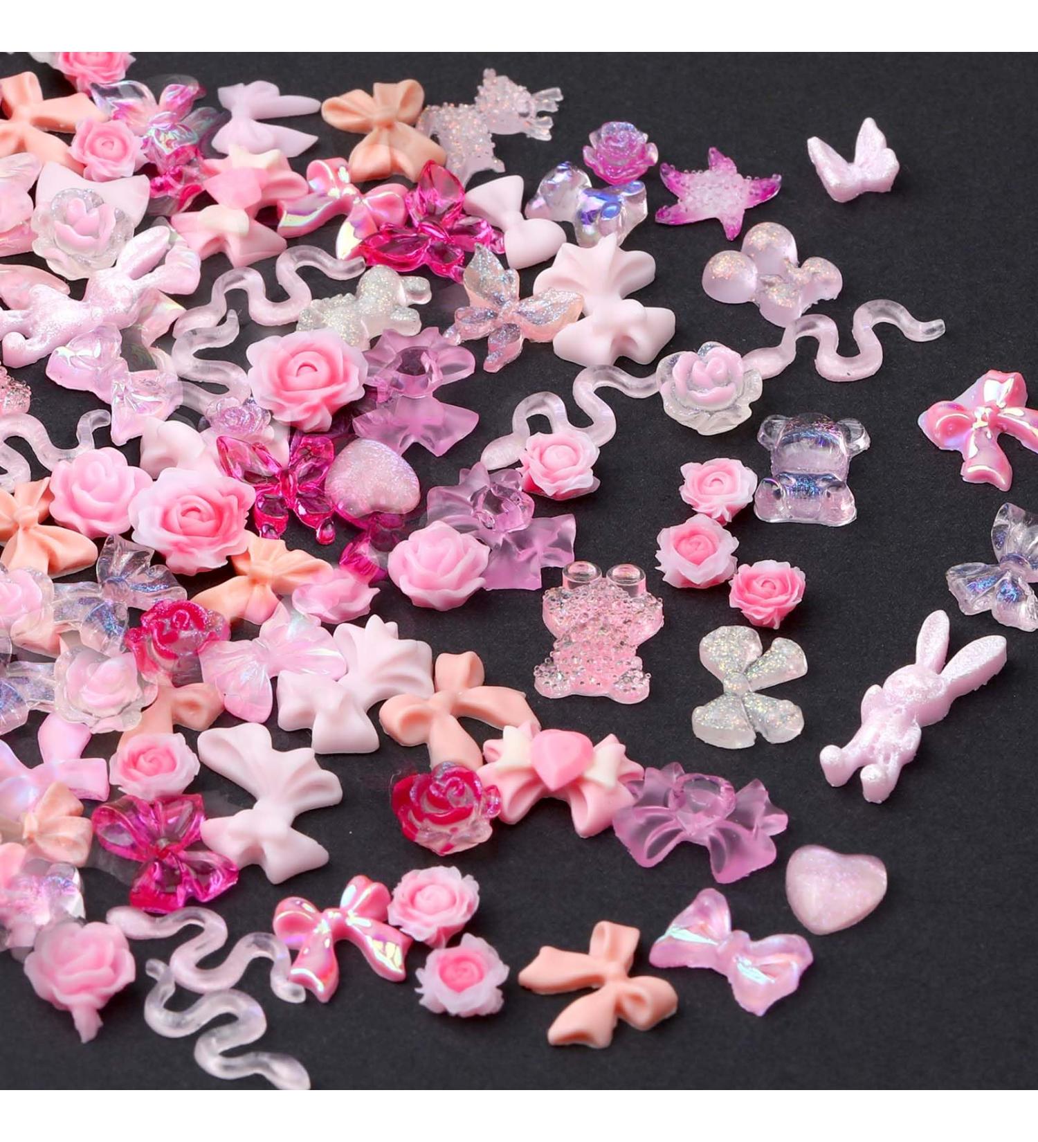 Buy Bewudy 100 Piece Nail Charms - 3D Resin Butterflies Bears & Animal Shapes for DIY Nail Art Decoration (Pink) - International Shipping Available - Buy Online on SooperMarket.com