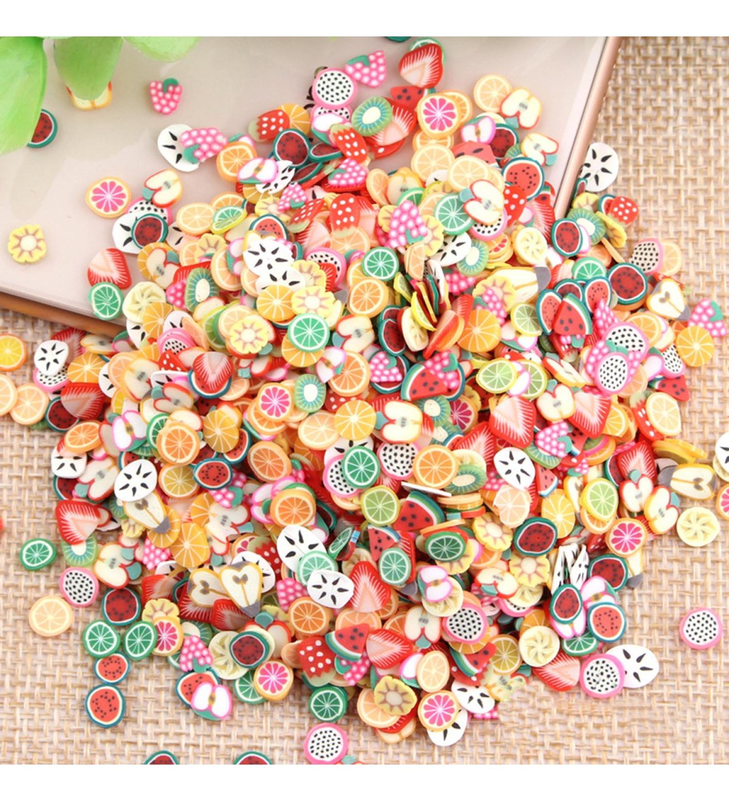 Basage 1000pcs/Bag Assorted Clay 3D Fruit Pattern Slices Nail Art Decoration by Cool Shiny Slicing Nail Decorations - Buy Online on SooperMarket.com