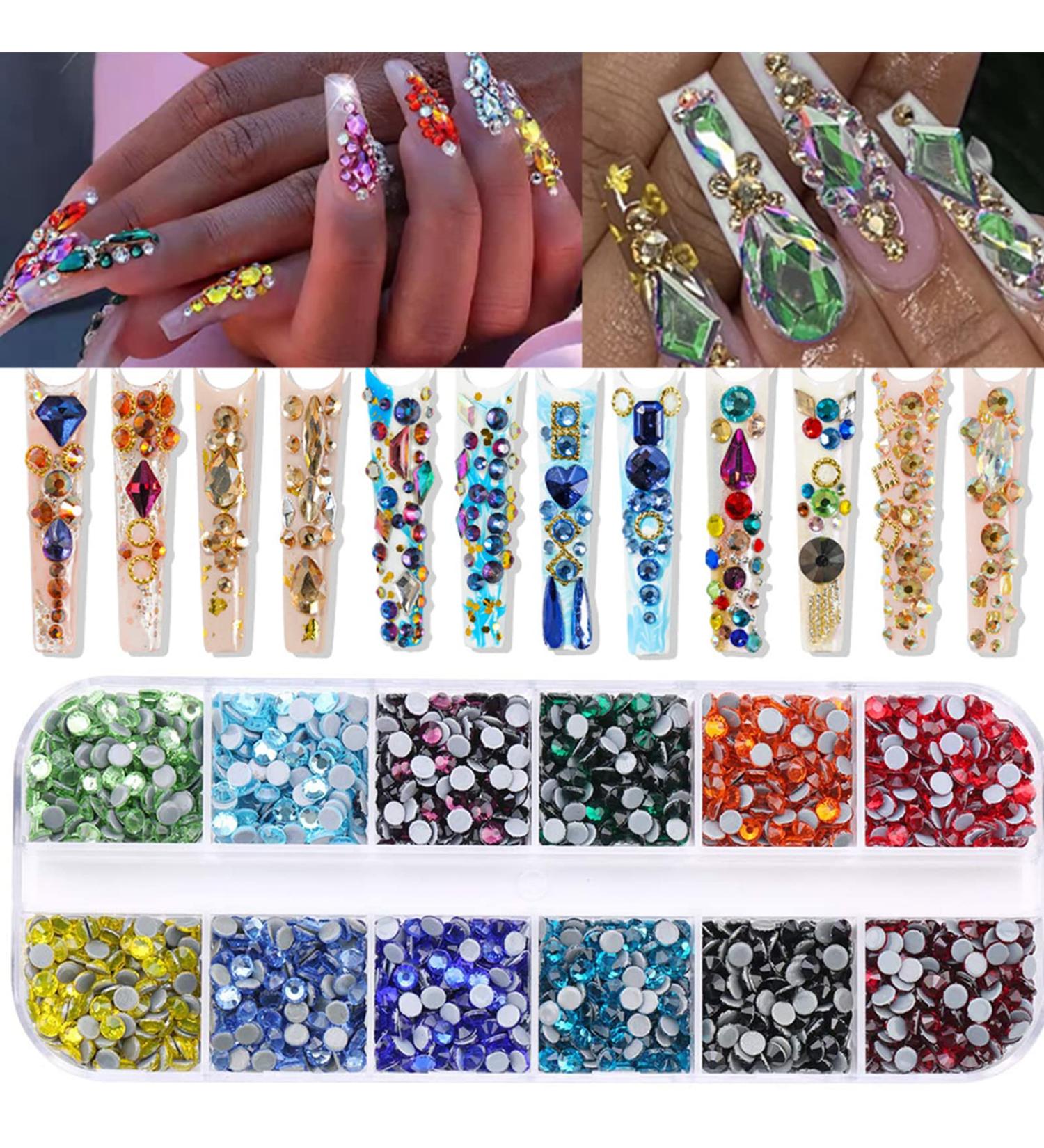 RODAKY Colorful Crystal Rhinestones - 1560Pcs Mixed 12 Color 3mm Nail Art Stones for DIY Craft and Makeup Decoration - Buy Online on SooperMarket.com