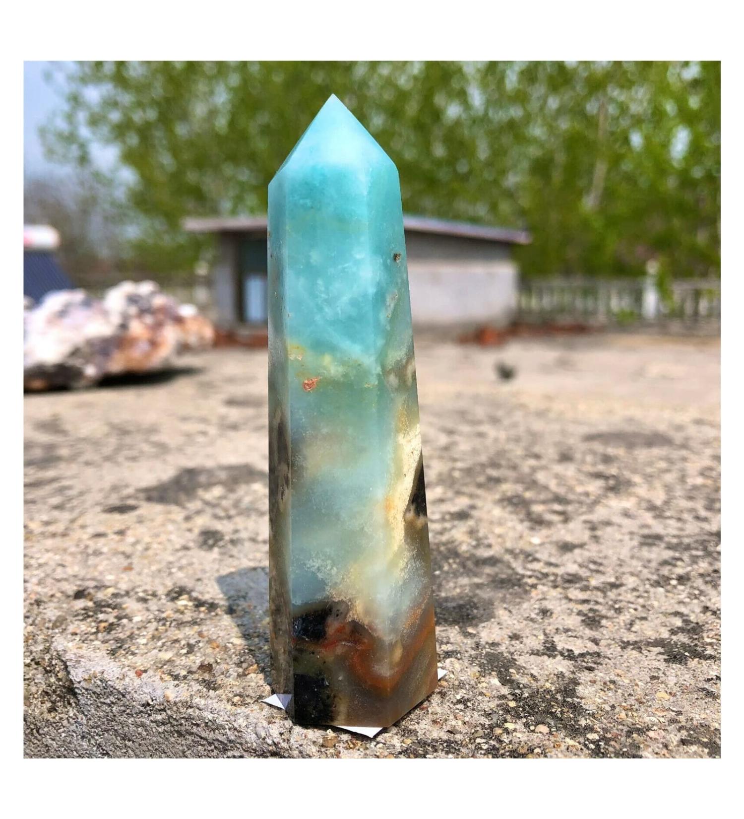 Natural Caribbean Calcite Crystal Hexagon Wand Single Point Sky Blue Stone Tower for Decoration 1pc (Size : 200-250g) - Buy Online on SooperMarket.com