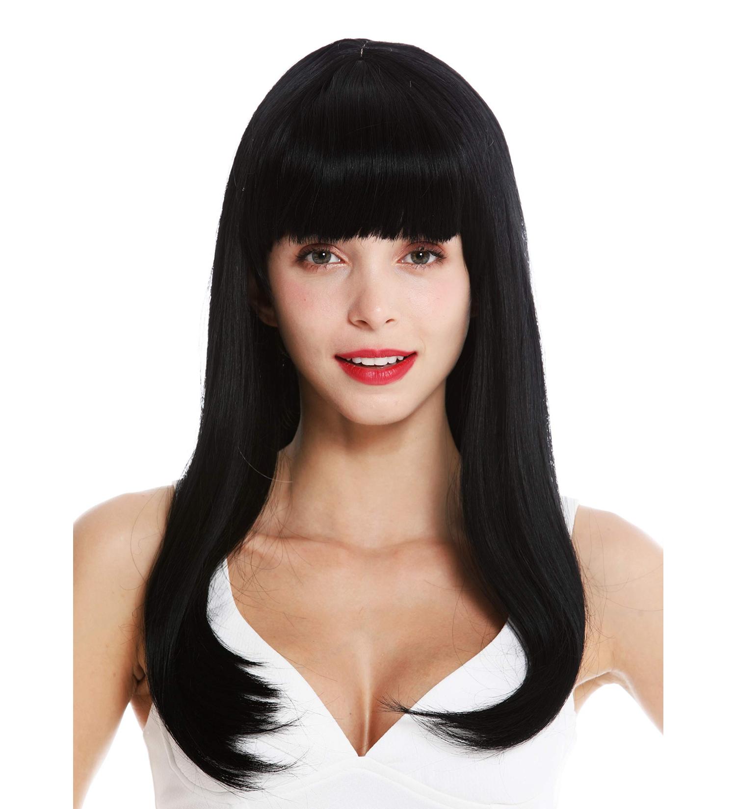 WIG ME UP MA116-1 Women's Long Straight Black Wig with Bangs - Retro 50s Style eCommerce Shipping Worldwide - Buy Online on SooperMarket.com