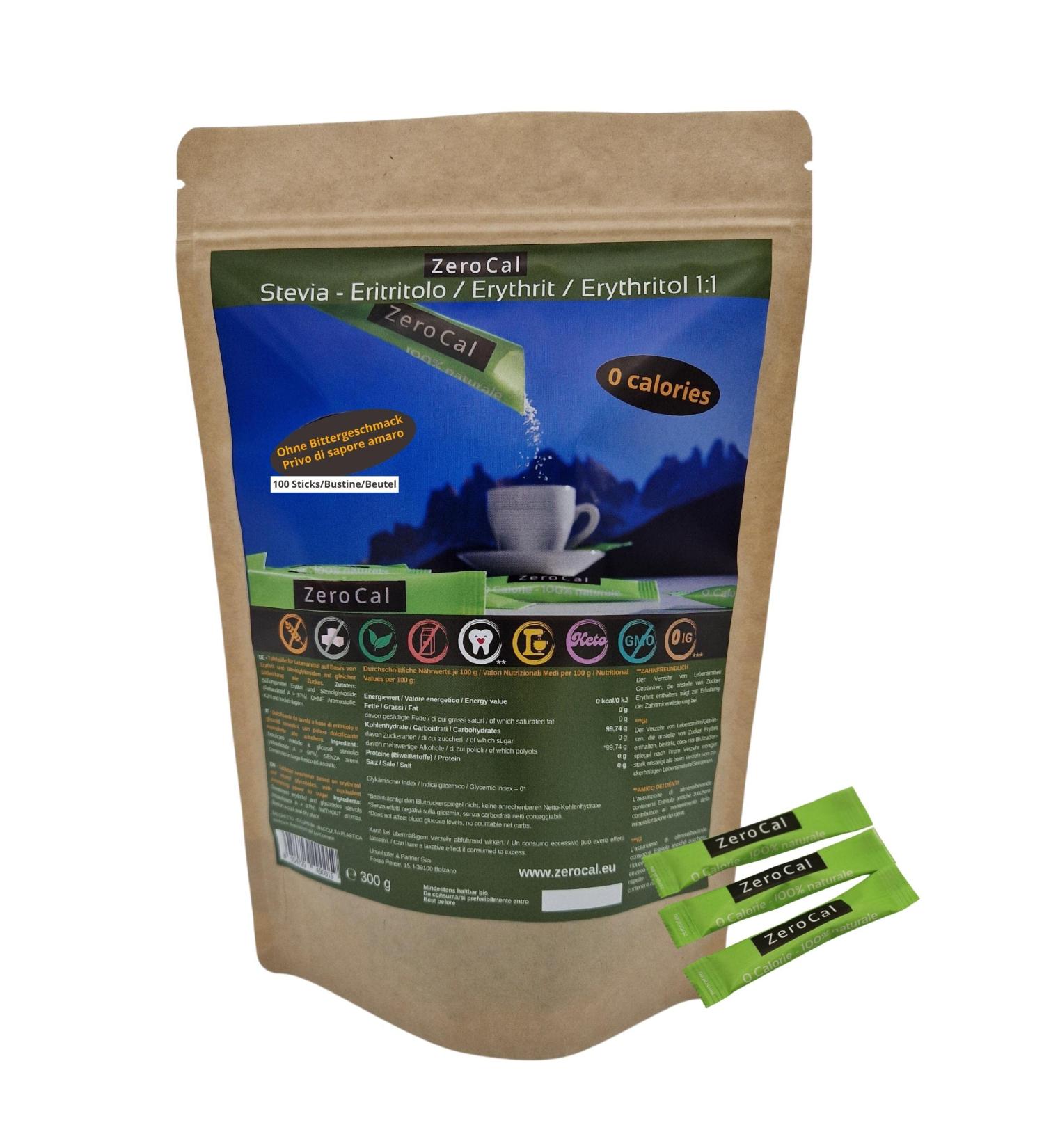 Buy Erythritol + Stevia Sweetener Sticks - 100 Sticks | Gluten-Free Vegan GMO-Free | Ideal for Coffee & Tea - Buy Online on SooperMarket.com