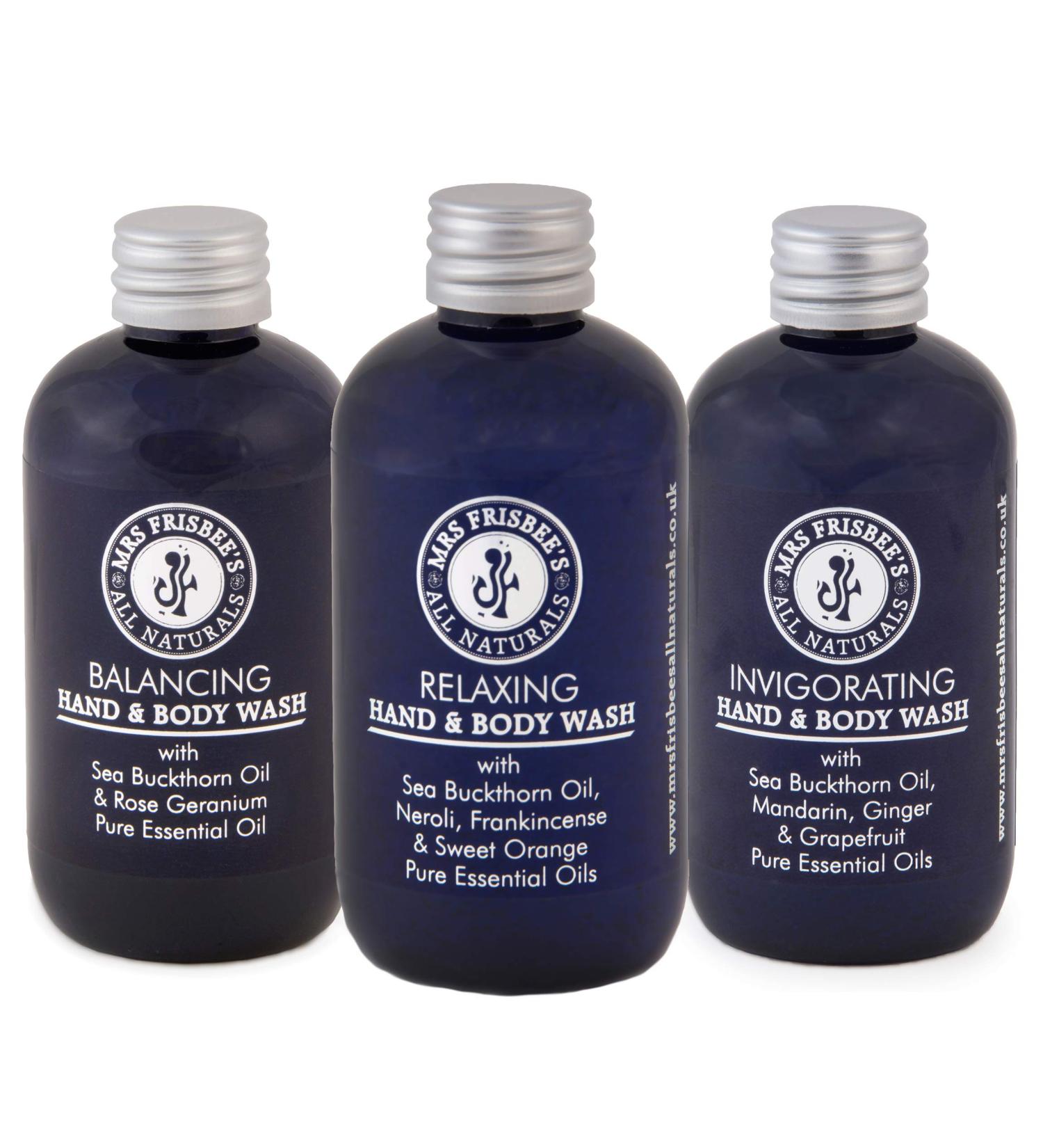 Aromatherapy Hand & Body Wash Collection/Made with Aloe Vera Sea Buckthorn Soap Bark Extract and Pure Essential Oils/Free From Sulphates/Vegan/Natural/Cruelty