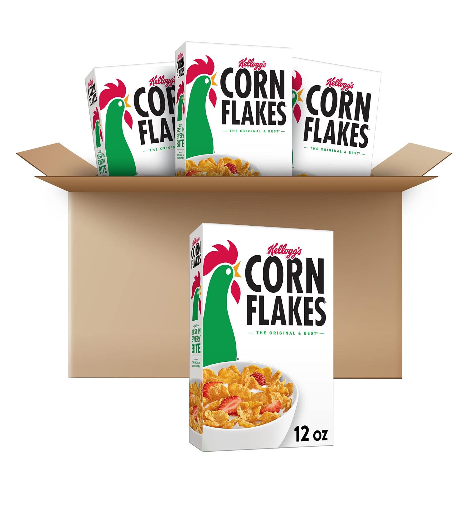 Kellogg's Corn Flakes Original Breakfast Cereal - 12 oz Fat Free 4 Pack - Buy Online on SooperMarket.com