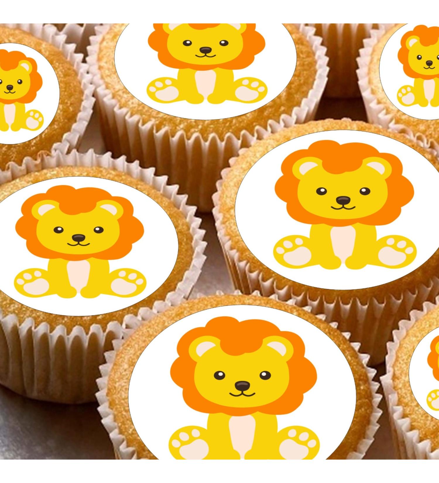 24 edible Lions childrens party decorations Iced/Icing Cupcake Topper Edible Fairy Cake Bun Toppers Round - Buy Online on SooperMarket.com