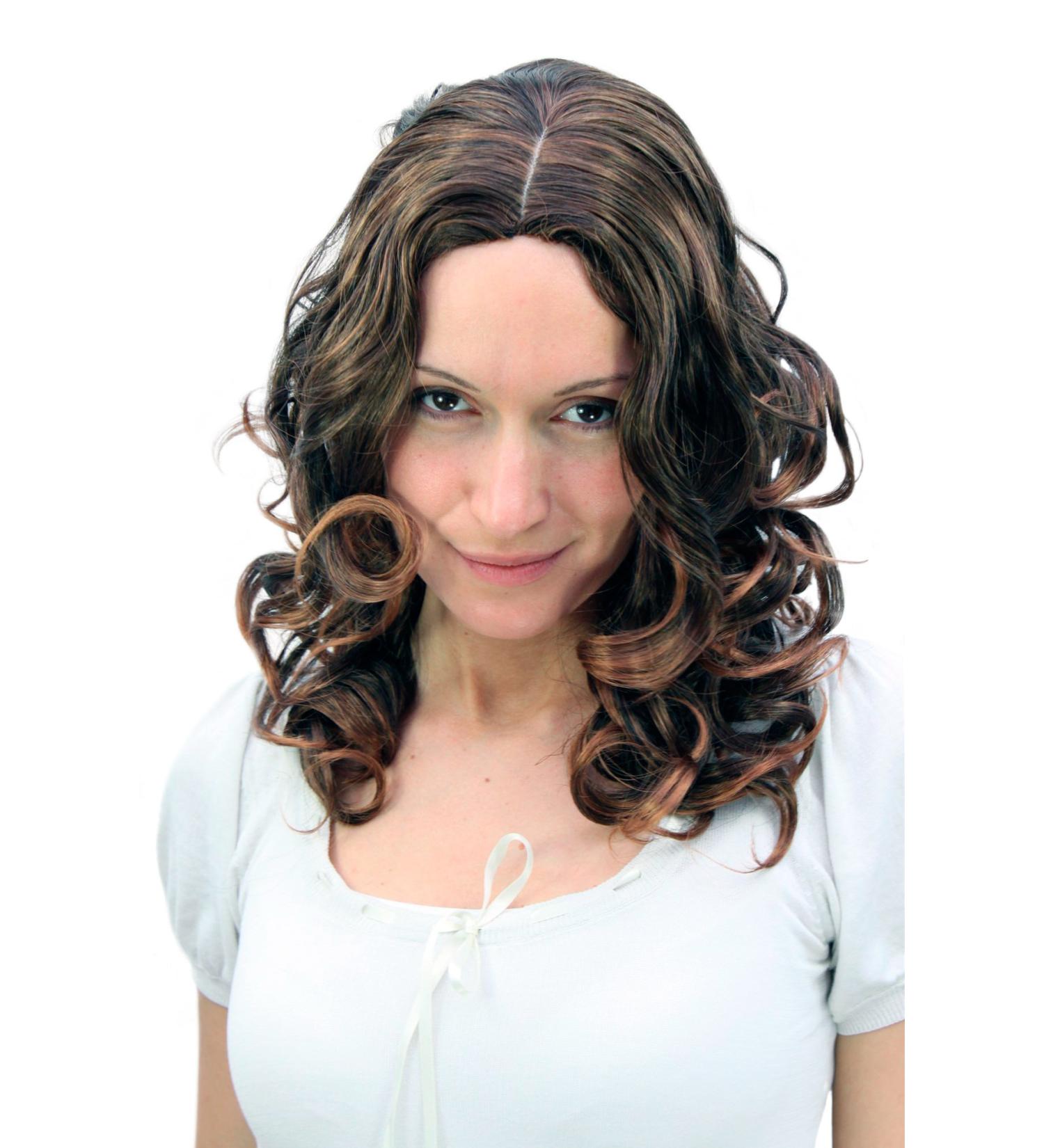 WIG ME UP F45-2T30 | Curly Long Brunette Mix Wig with Middle Parting - International Shipping Available - Buy Online on SooperMarket.com