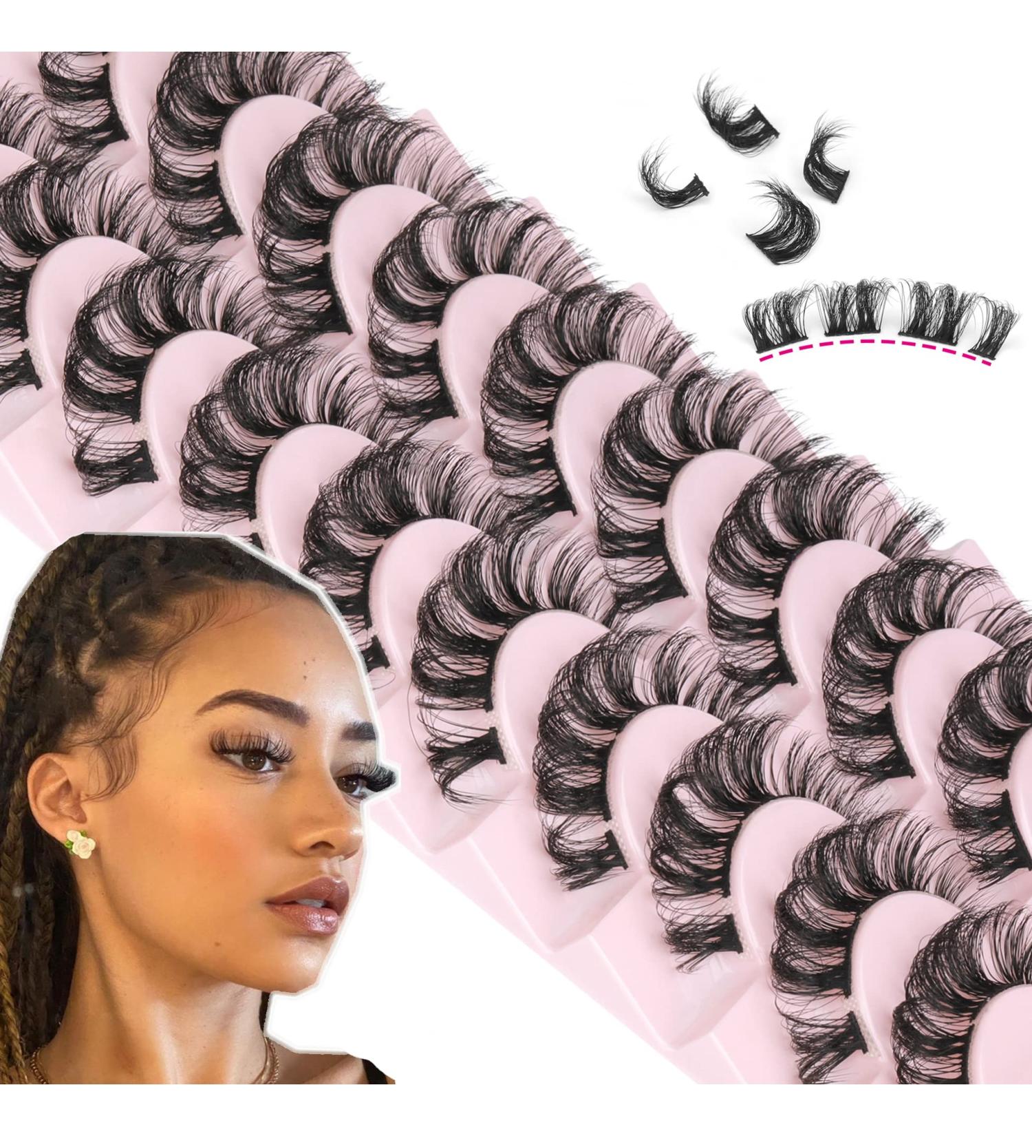 10 Pairs Pack EYDEVRO D Curl 18mm Fluffy Wispy Cluster Lashes - Dramatic Cat Eye False Eyelashes Extensions - Buy Online on SooperMarket.com