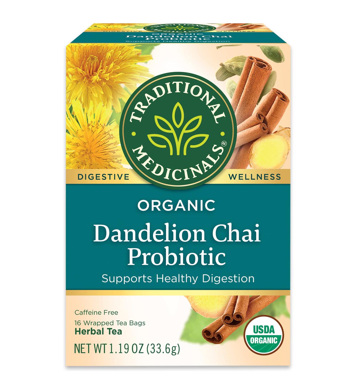 Traditional Medicinals Organic Dandelion Chai Probiotic Tea - 16 Count Pack - Buy Online on SooperMarket.com