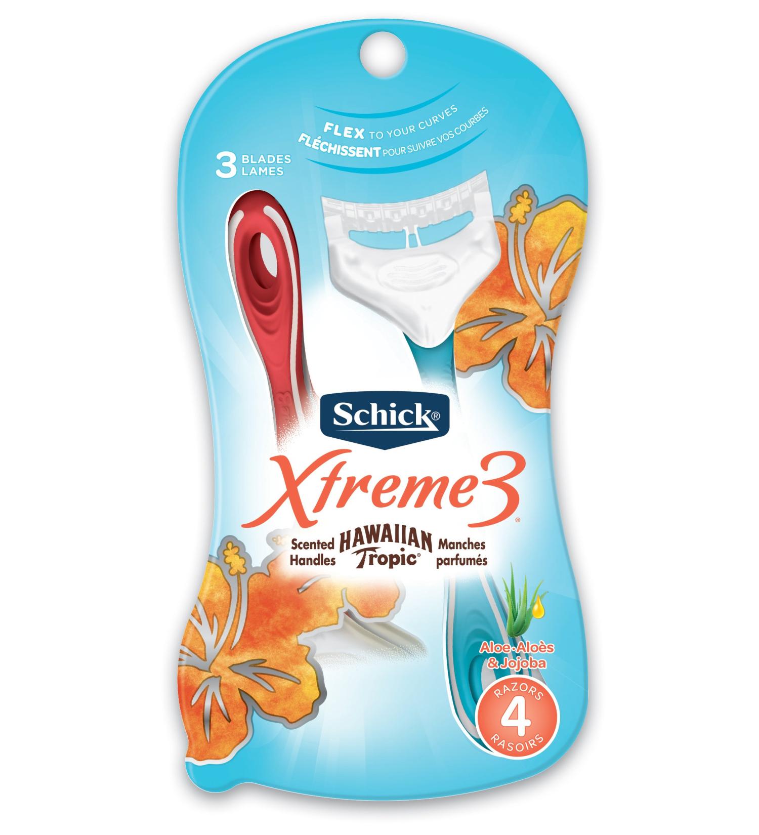 Schick Xtreme 3 Women's Disposable Razors, Hawaiian Tropic Scented Handles, 4 Count (Pack of 2) - Buy Online on SooperMarket.com
