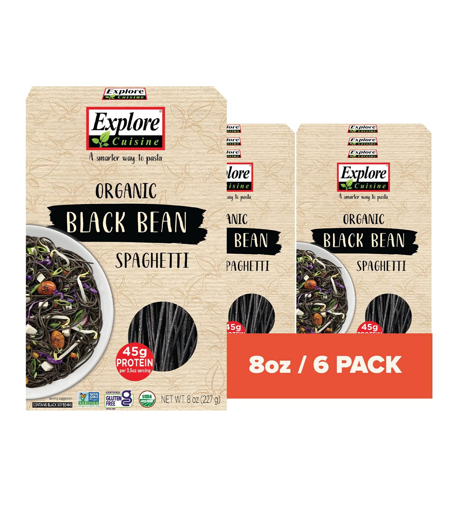 EXPLORE CUISINE Organic Black Bean Spaghetti  High Protein  Gluten Free Pasta  Easy to Make - USDA Certified Organic  Vegan  Kosher  Non GMO - 8 Ounce (Pack of 6) - Buy Online on SooperMarket.com