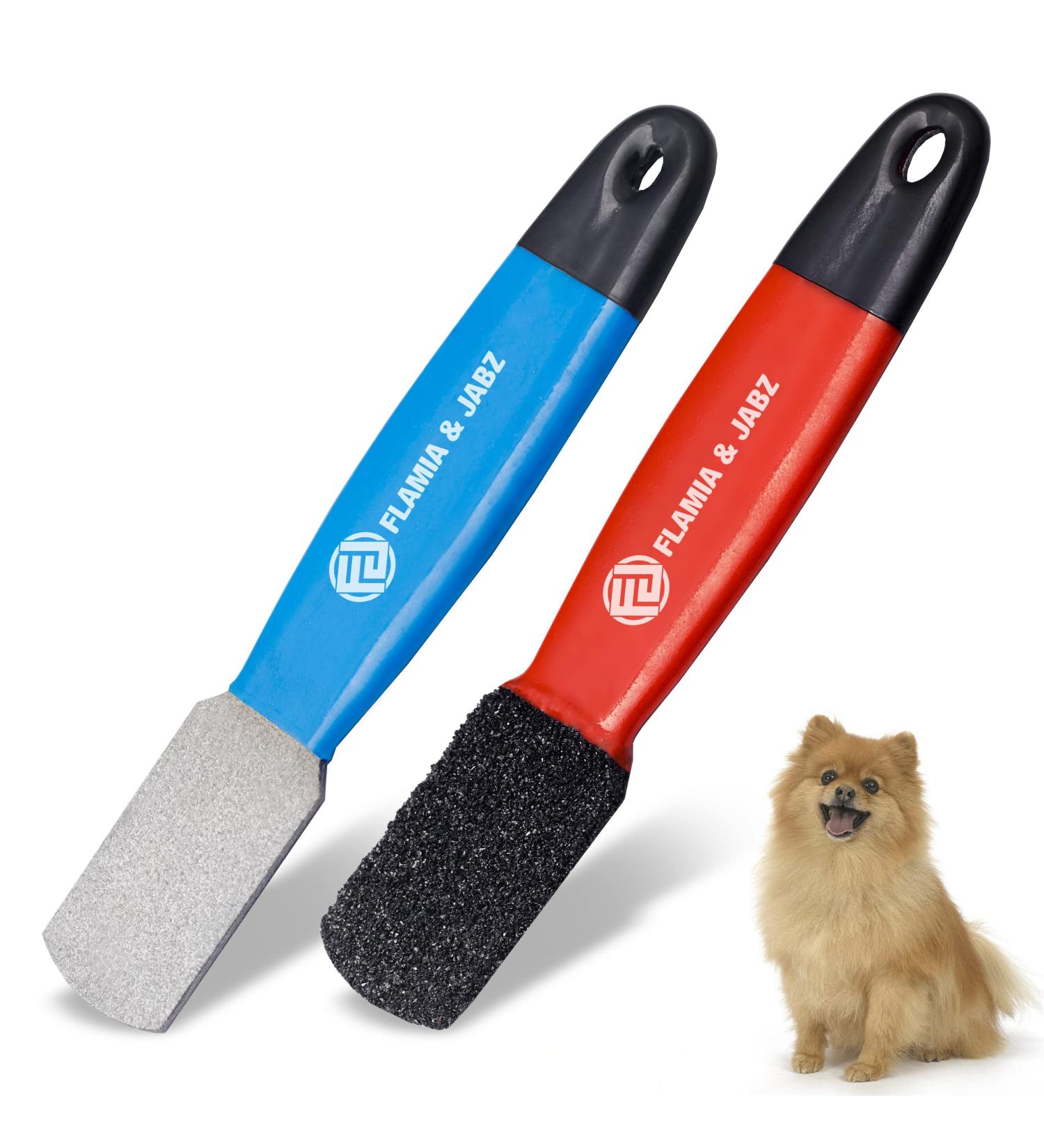 FLAMIA & JABZ Stripping Metal Stone Diamond Edged for Dogs Cats & Pets with Plastic Grip (2 Piece Pack of Coarse & Fine) - Buy Online on SooperMarket.com