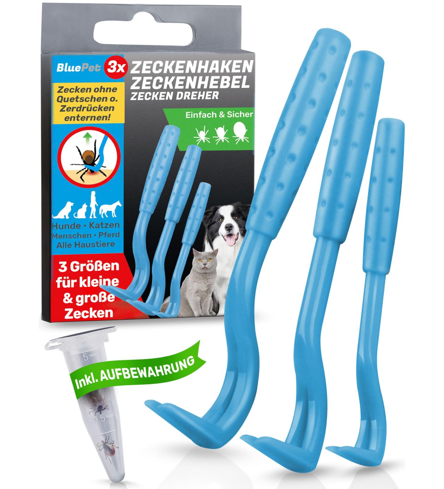 Buy Bluepet 3 Set Tick Hooks - Proven Tick Remover for Dogs Cats Horses & Humans | Alternative to Tweezers | Bestselling Tick Protection Tools - Buy Online on SooperMarket.com