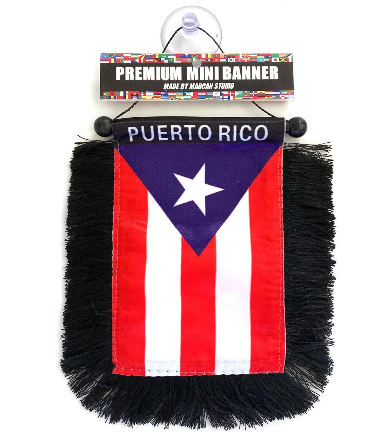 Puerto Rico Car Flag Decals - Quality Mini Banner for Windows - Puerto Rican PR Home Accessories - Ideal Car Flag Accessory for Men and Women - Buy Online on SooperMarket.com