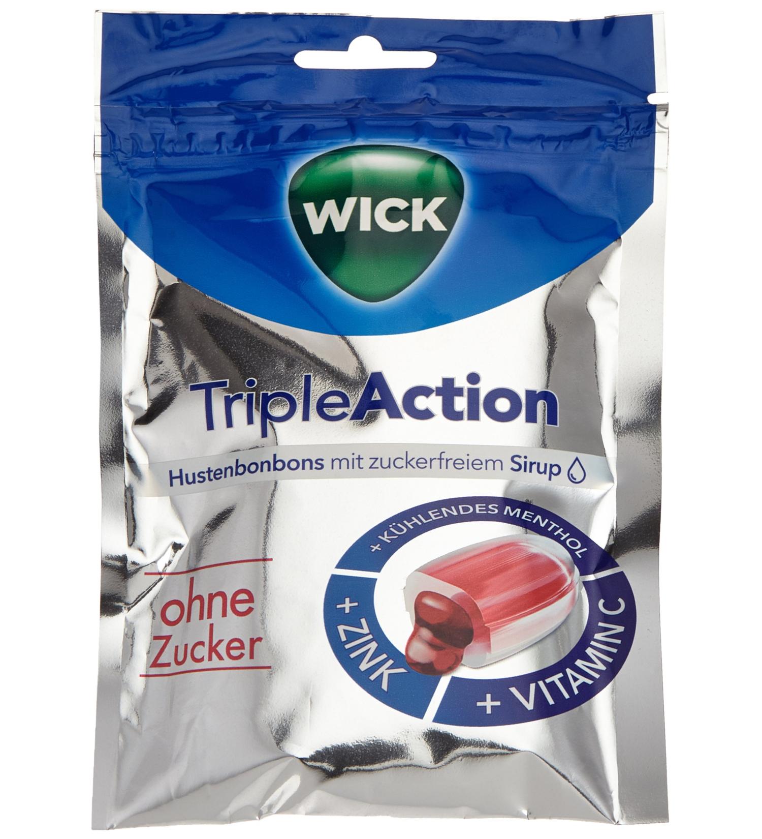 Wick Triple Action Menthol Sugar-Free Storage Pack - Currant Juice Concentrate Zinc & Vitamin C - 10 Pack (10 x 72g) - International Shipping Available - Buy Online on SooperMarket.com