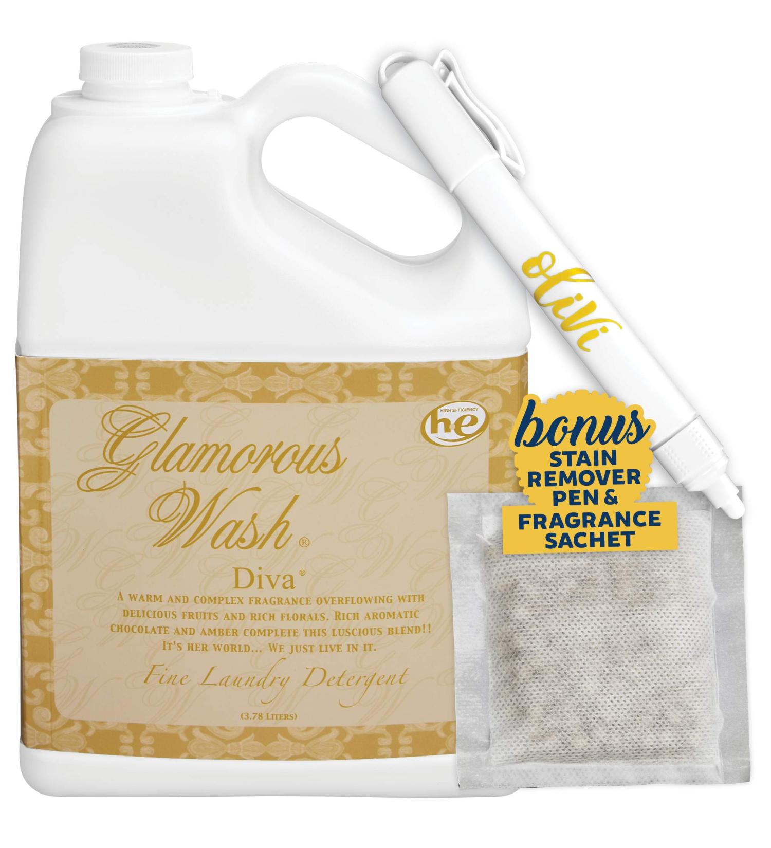 Tyler DIVA Glamorous Wash 1 Gallon - Fresh Scented Laundry Detergent & Olivi Stain Remover Pen - Ideal for International Shipping - Buy Online on SooperMarket.com