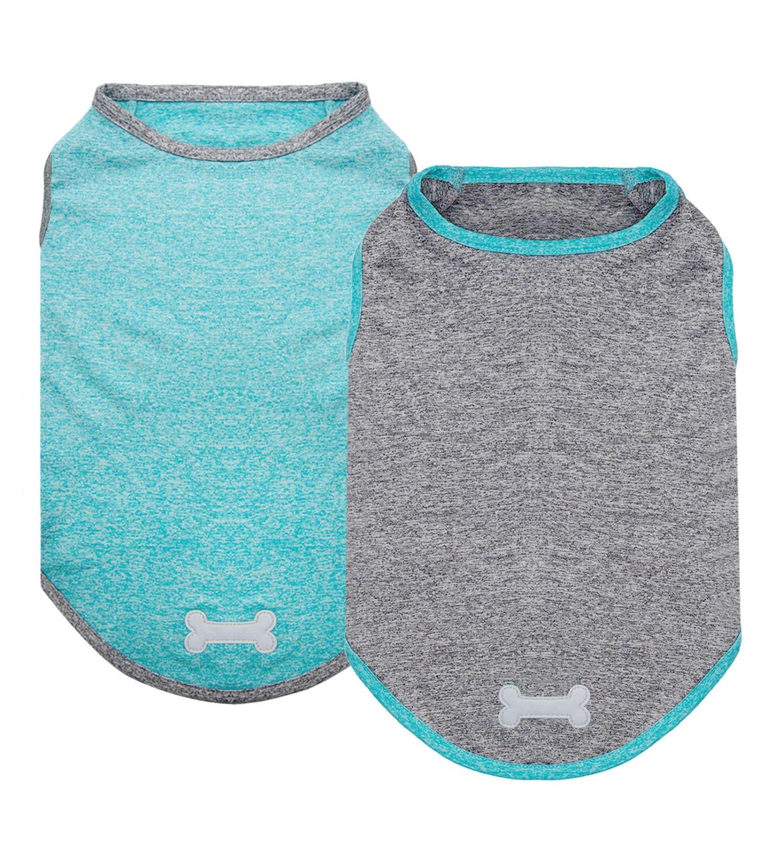 KYEESE 2 Pack Sun Protection Dog Shirts - Reflective Label Tank Top for Small Medium Dogs - Grey+Blue - Size 18 - Buy Online on SooperMarket.com